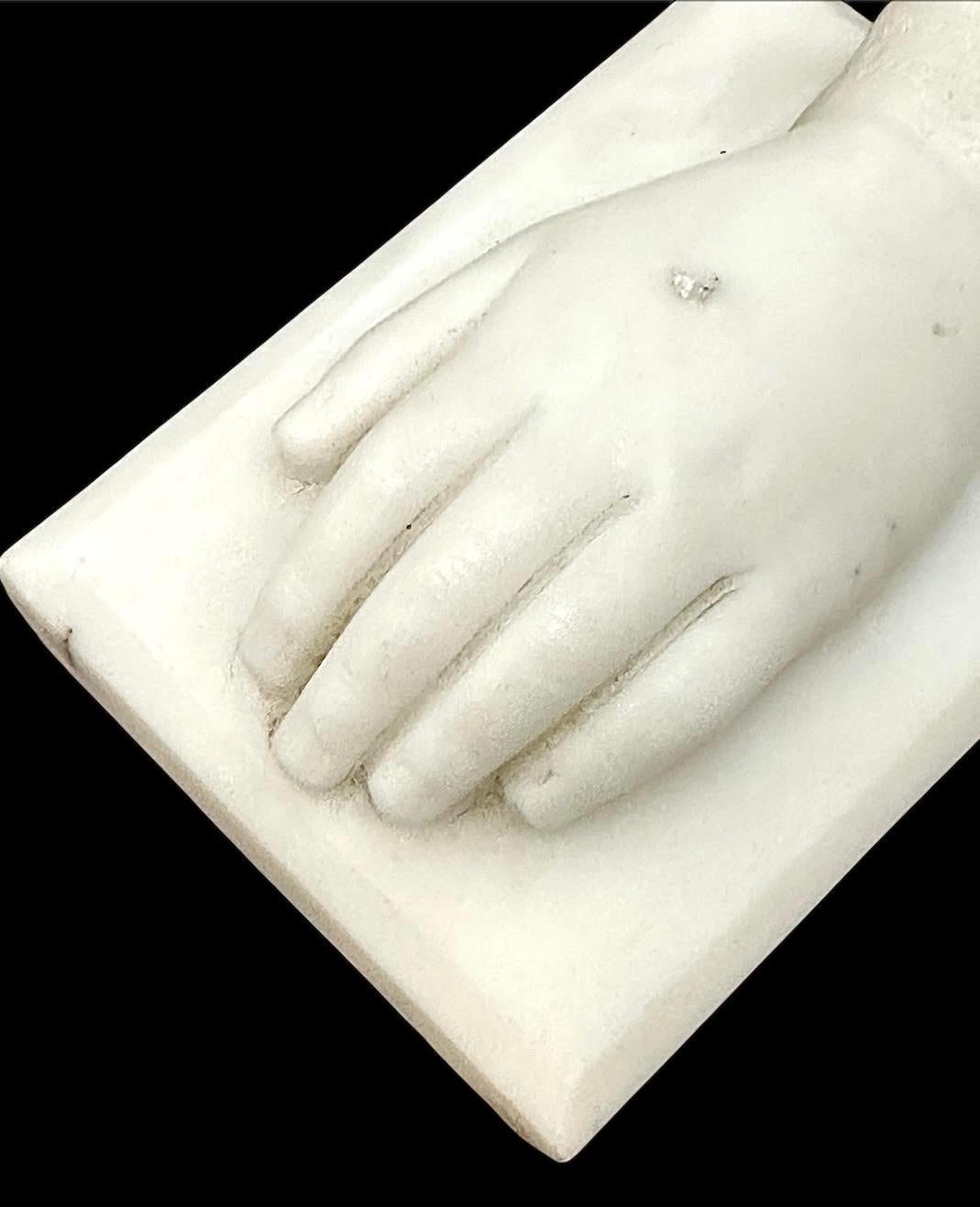 Antique late 19th Century French Victorian Carved Marble Hand For Sale 3