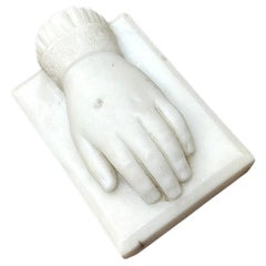 Antique late 19th Century French Victorian Carved Marble Hand