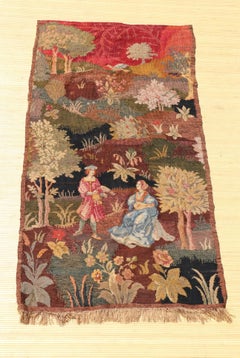 Antique Late 19th Century French Wall Hanging Pictorial Tapestry