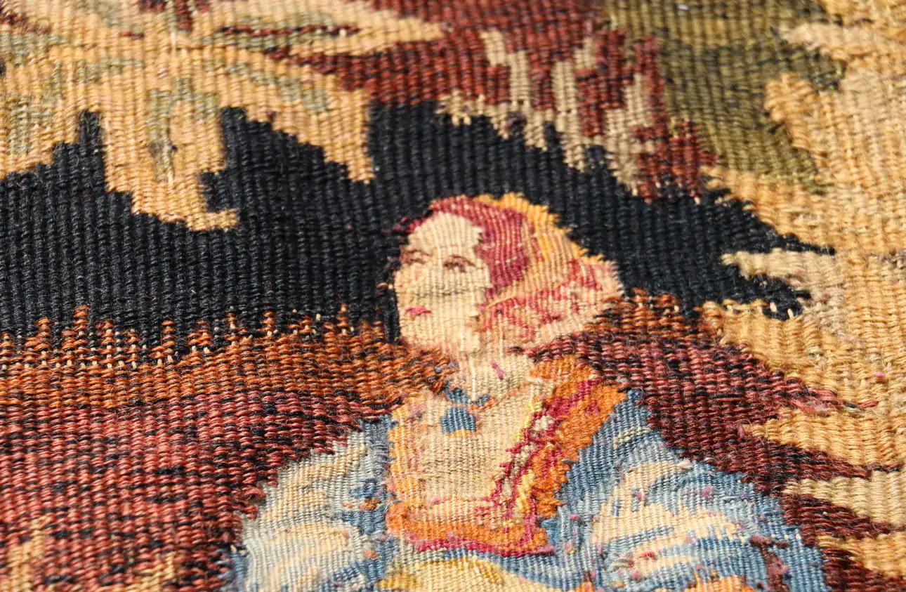 French Provincial Antique Late 19th Century French Wall Hanging Pictorial Tapestry For Sale
