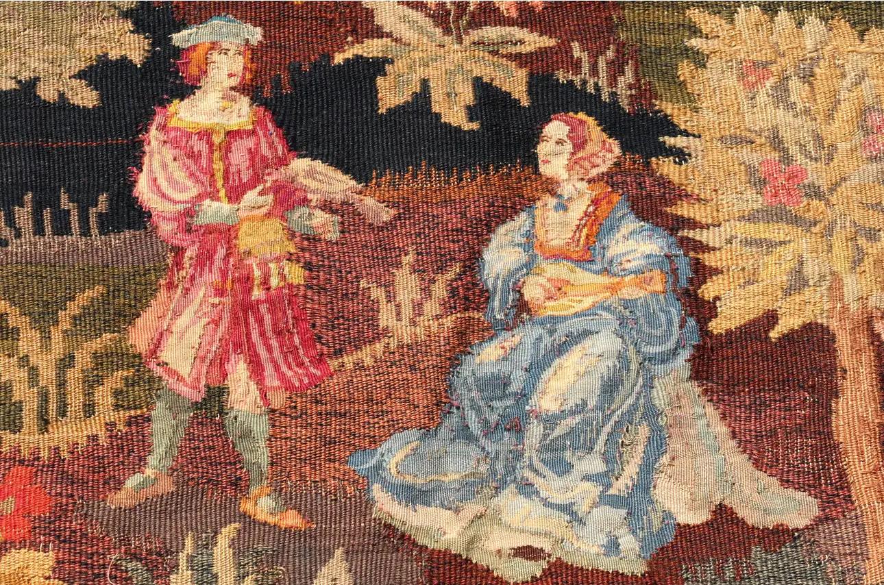 Wool Antique Late 19th Century French Wall Hanging Pictorial Tapestry For Sale