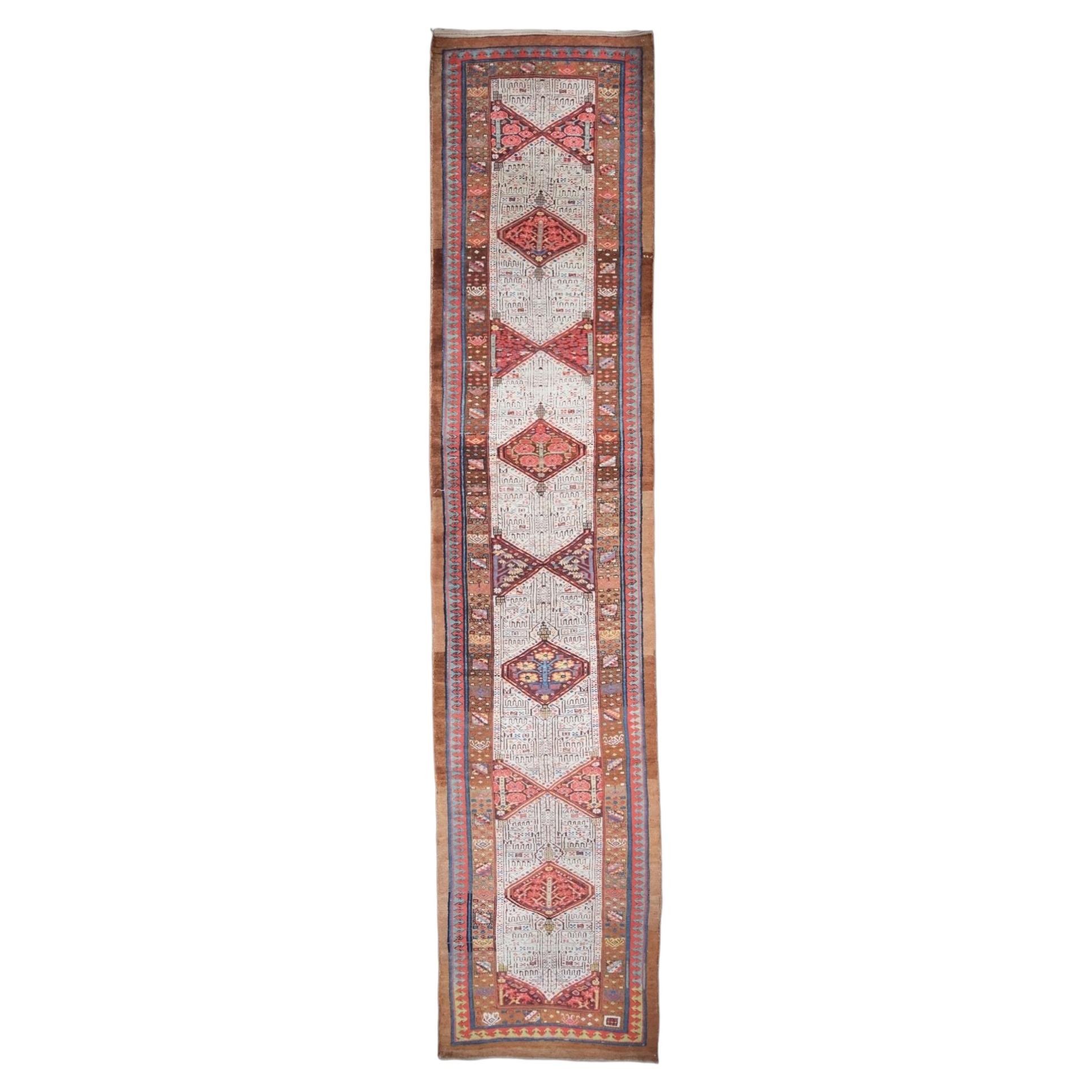 Antique Late 19th Century Geometric Design Runner For Sale