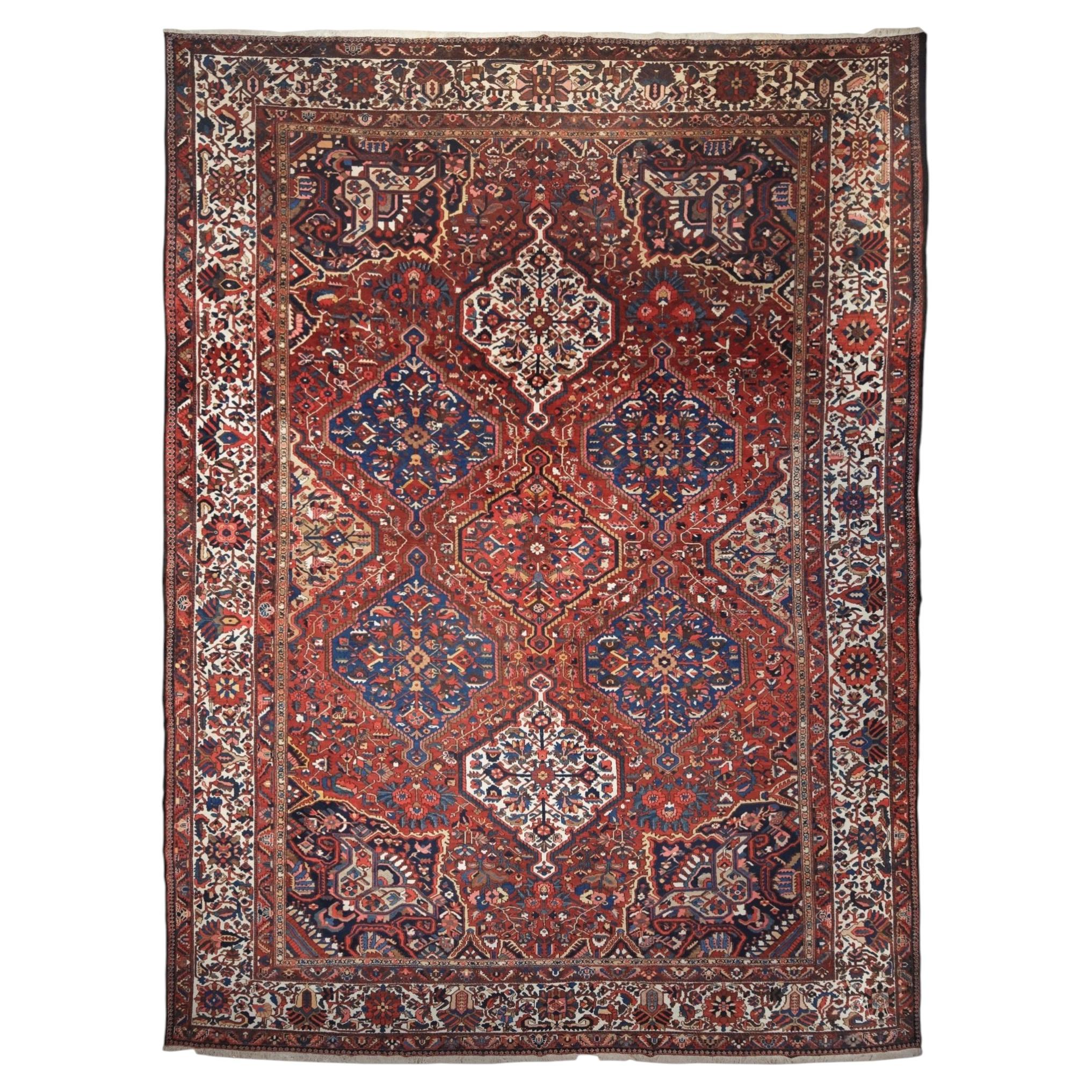Antique Late 19th Century Geometric Design Wool Carpet