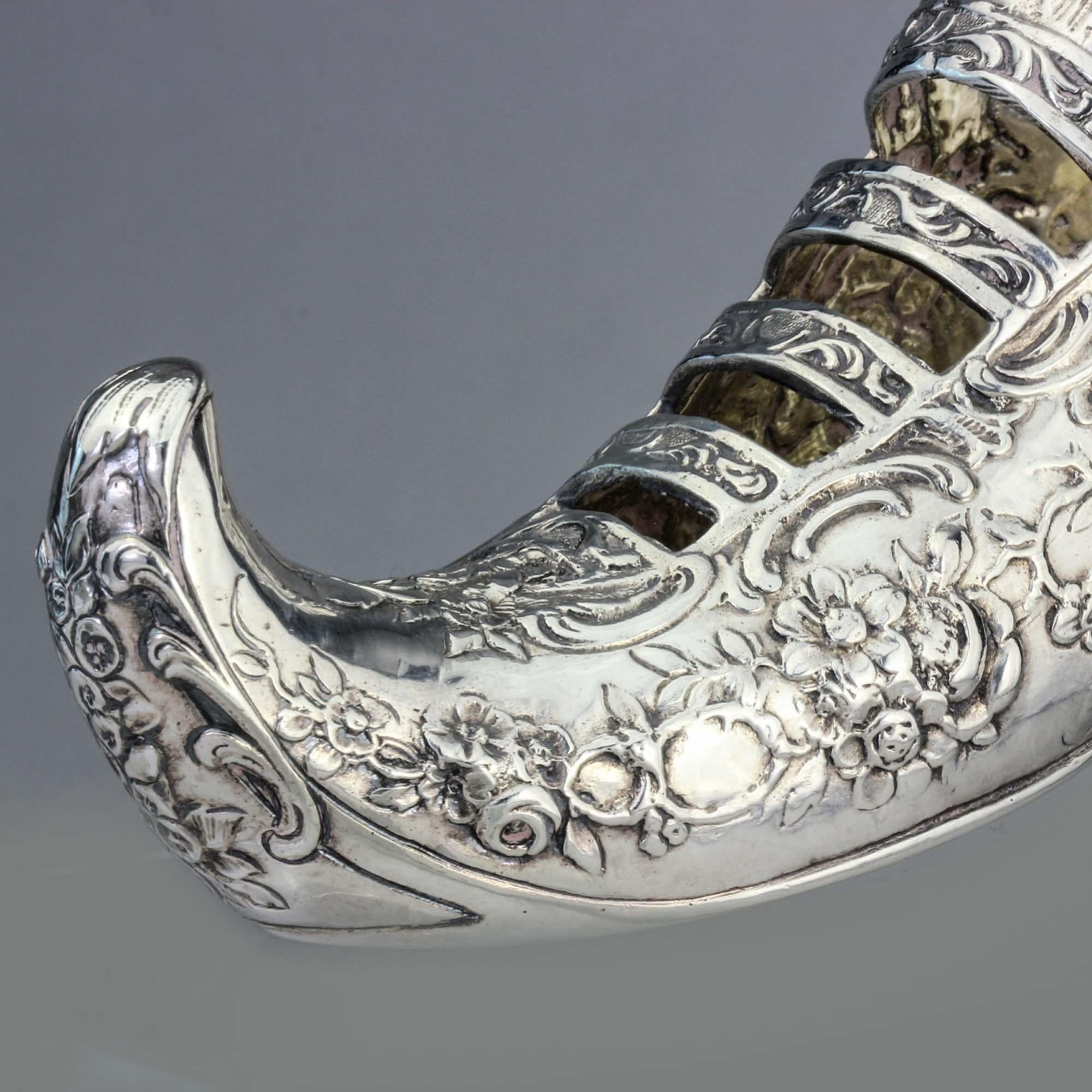 Antiker Deutscher 930, Silber Rokoko-Damenschuh mit Elfer-Zehe aus dem späten 19. Jahrhundert (Sterlingsilber) im Angebot