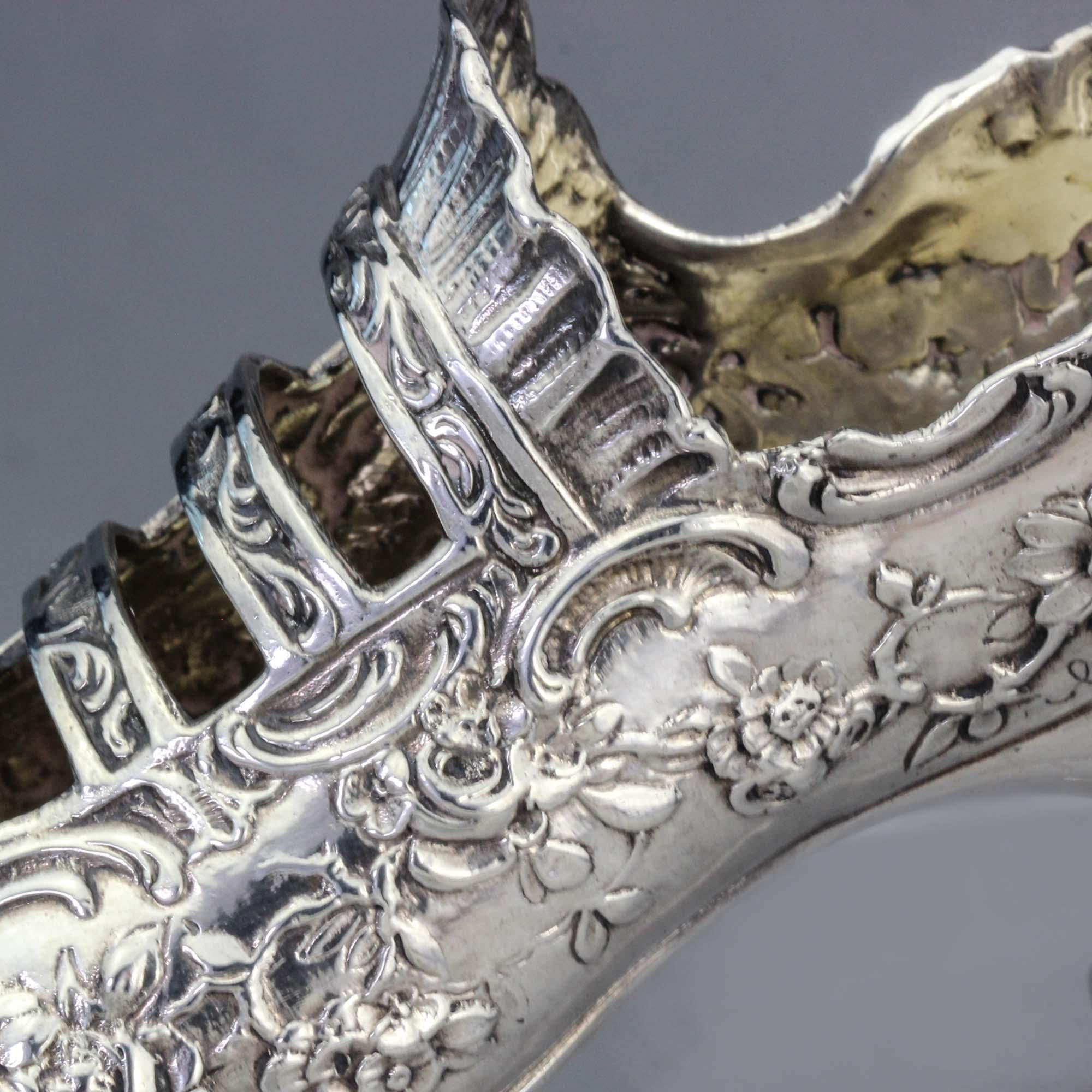 Antique Late 19th Century German 930, Silver Rococo Lady's Shoe with Elf Toe For Sale 1