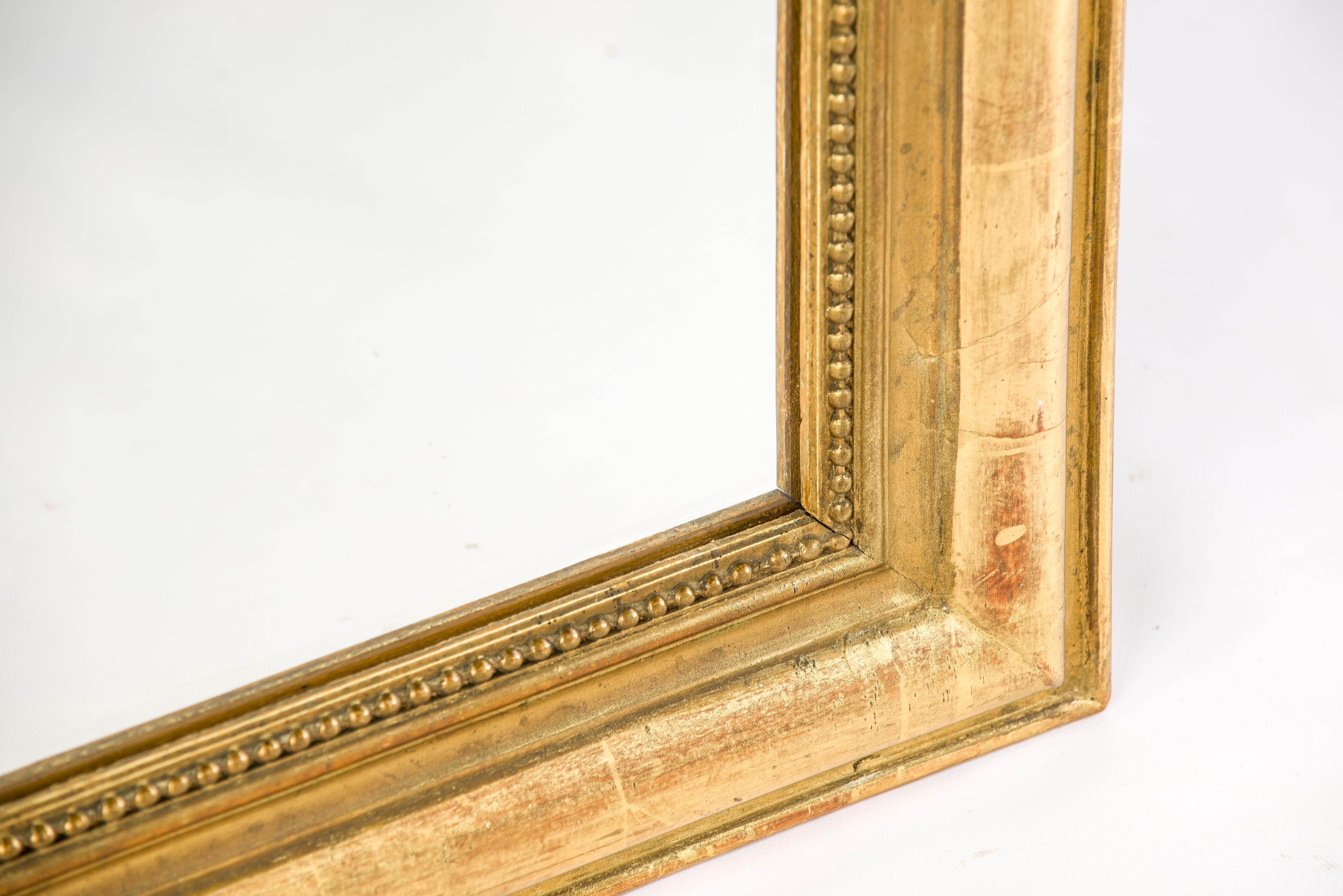 Antiker französischer Louis Philippe-Spiegel mit Blattgold aus dem späten 19. Jahrhundert, vergoldet (Französisch)