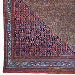 Antique Late 19th Century Hand-Woven Multi-Color Floral Design Wool Area Carpet