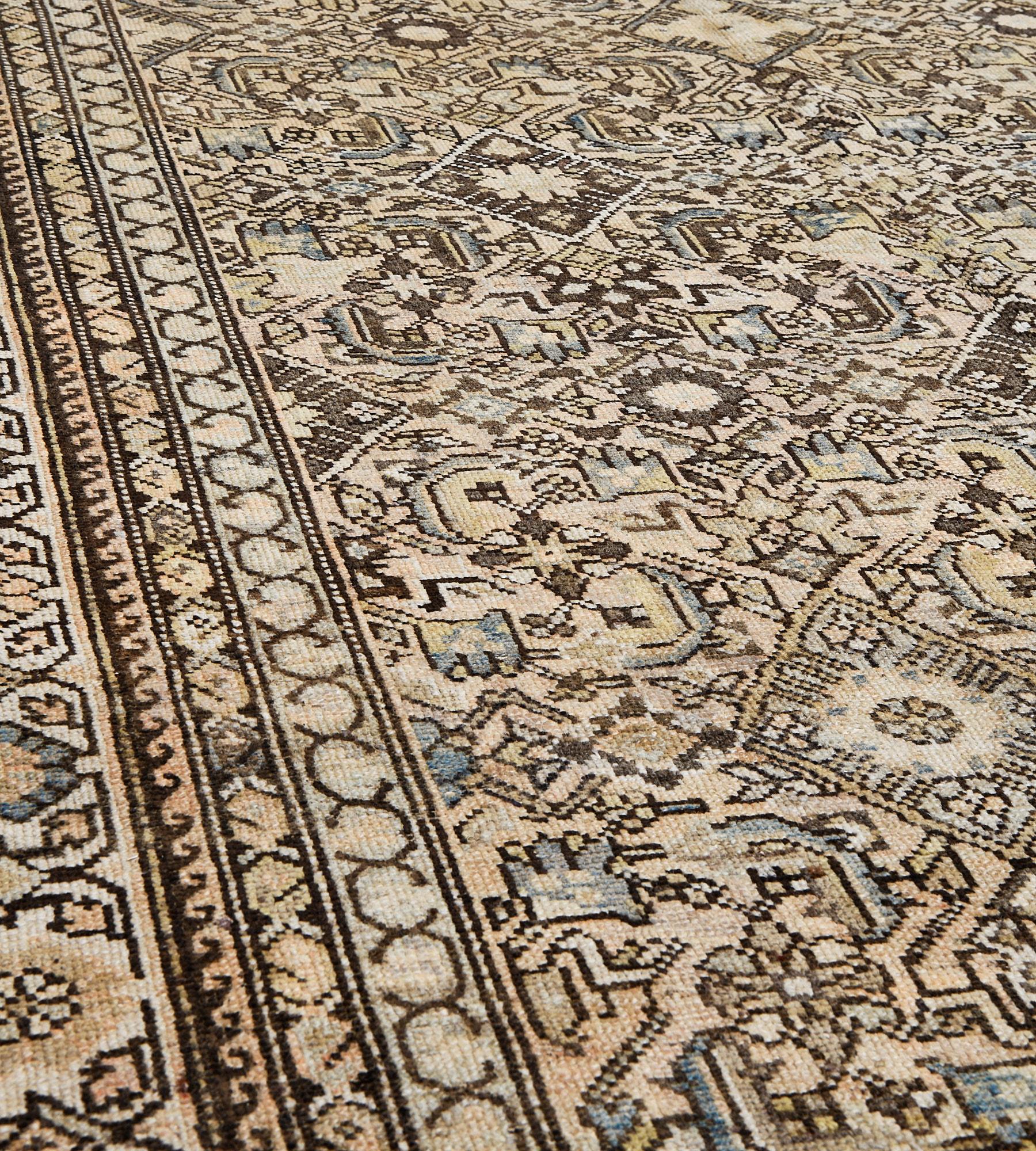 Hand-Knotted Antique Late 19th Century Handwoven Persian Malayer Rug For Sale
