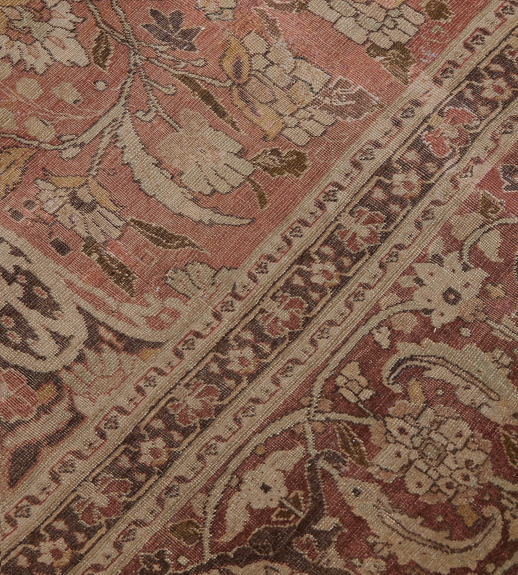 Persian Antique Late 19th Century Handwoven Wool Tabriz Rug For Sale