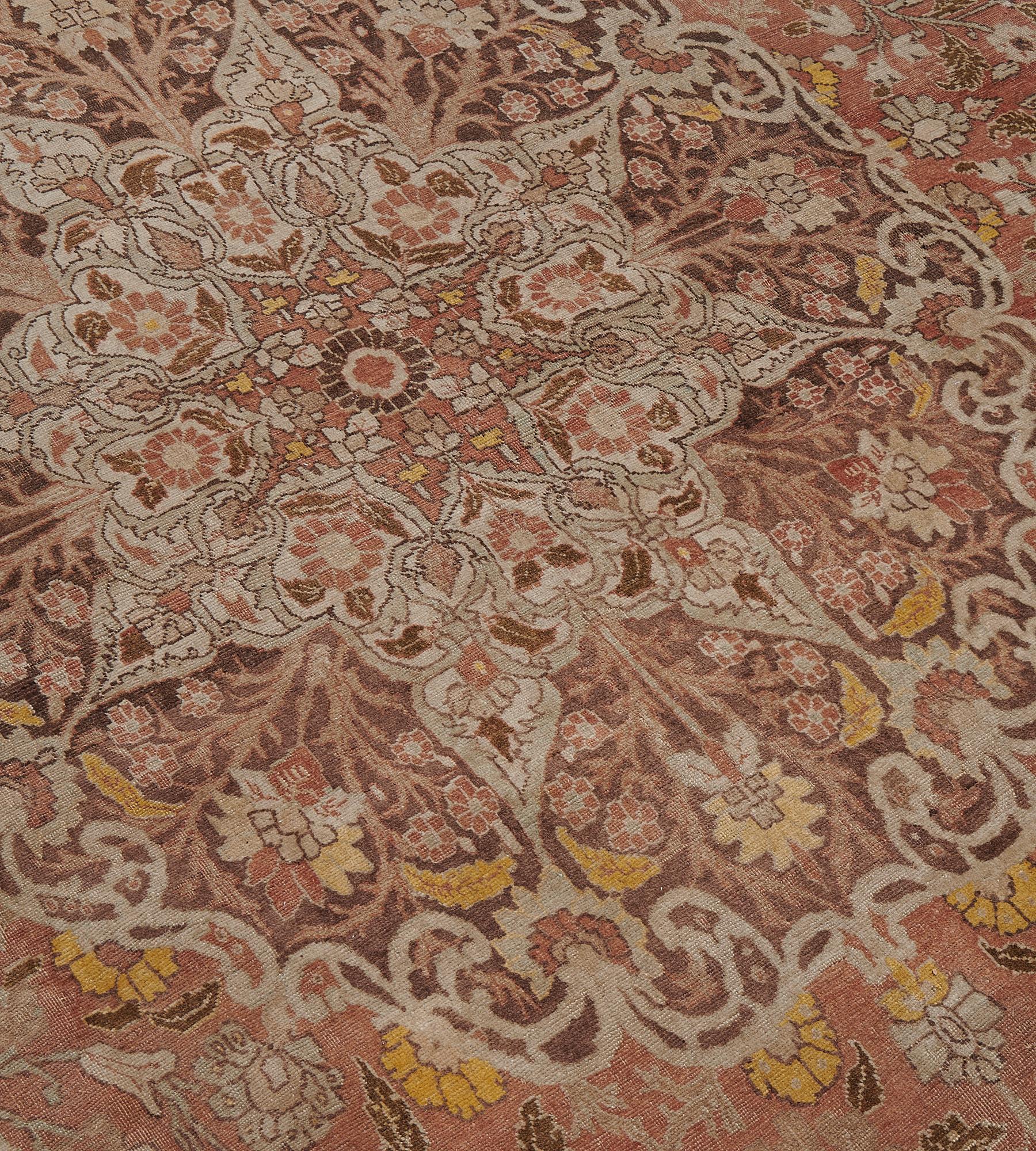 Hand-Knotted Antique Late 19th Century Handwoven Wool Tabriz Rug For Sale