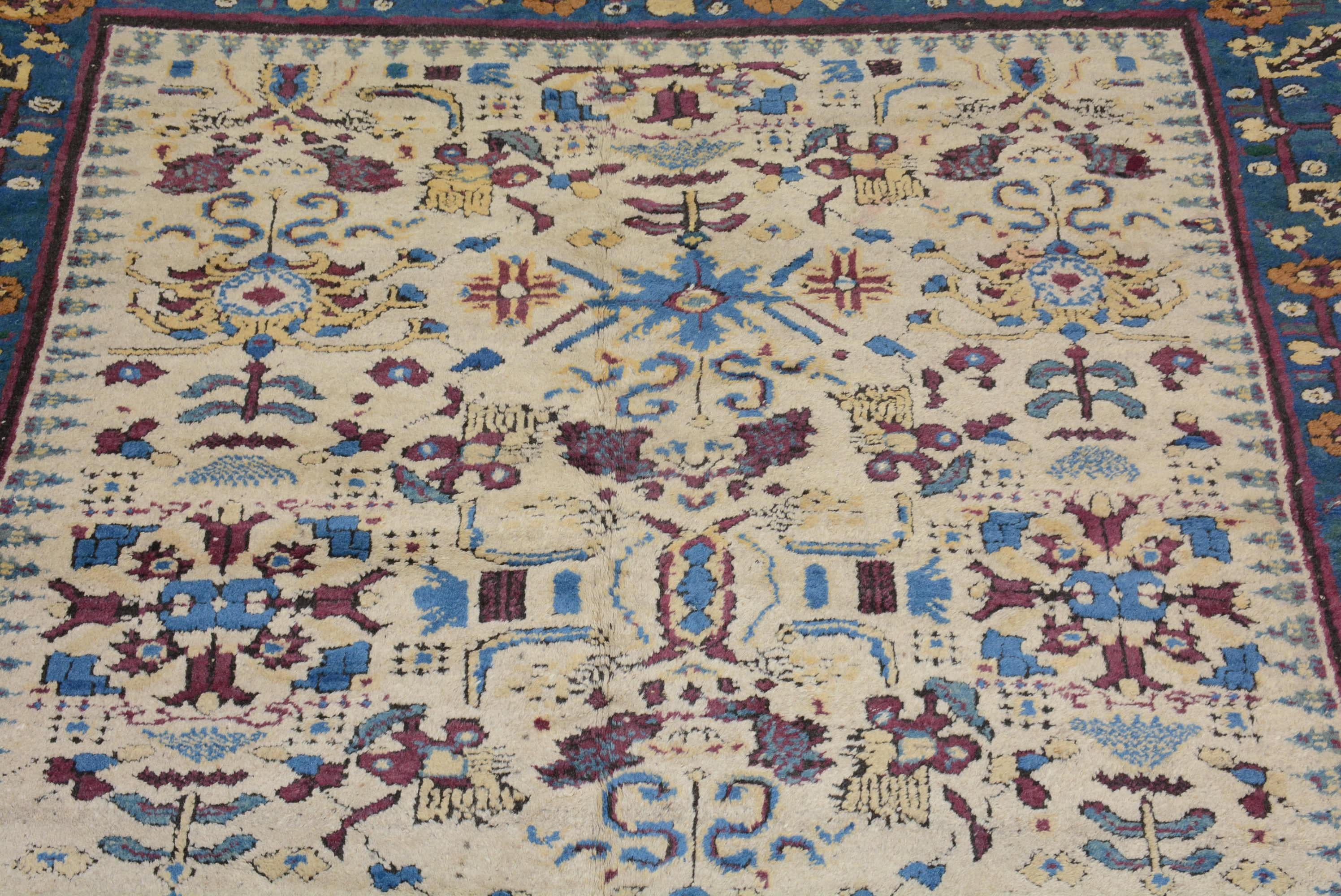 Noué à la main Ancien tapis indien Agra de la fin du 19e siècle en vente