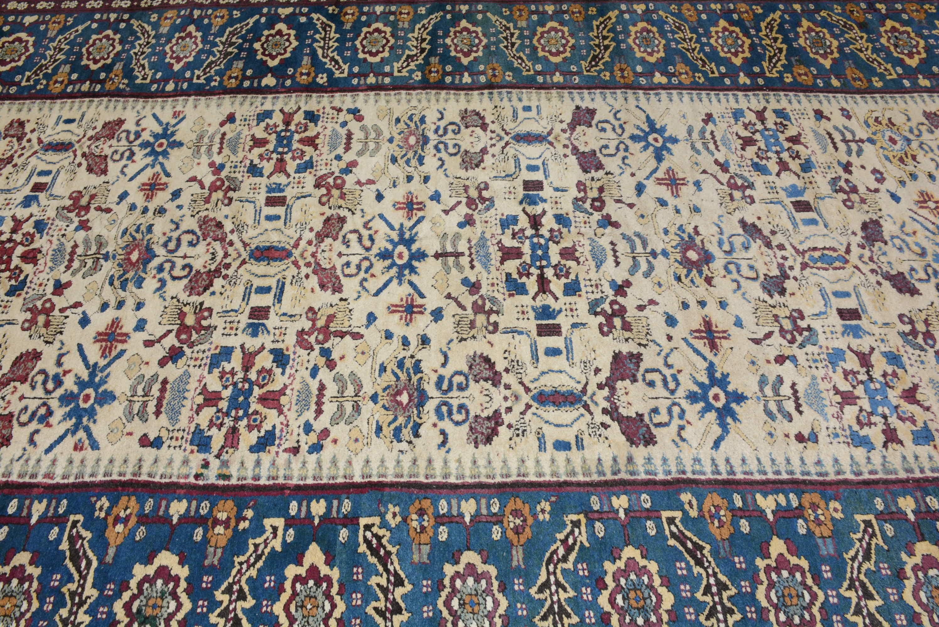 XIXe siècle Ancien tapis indien Agra de la fin du 19e siècle en vente