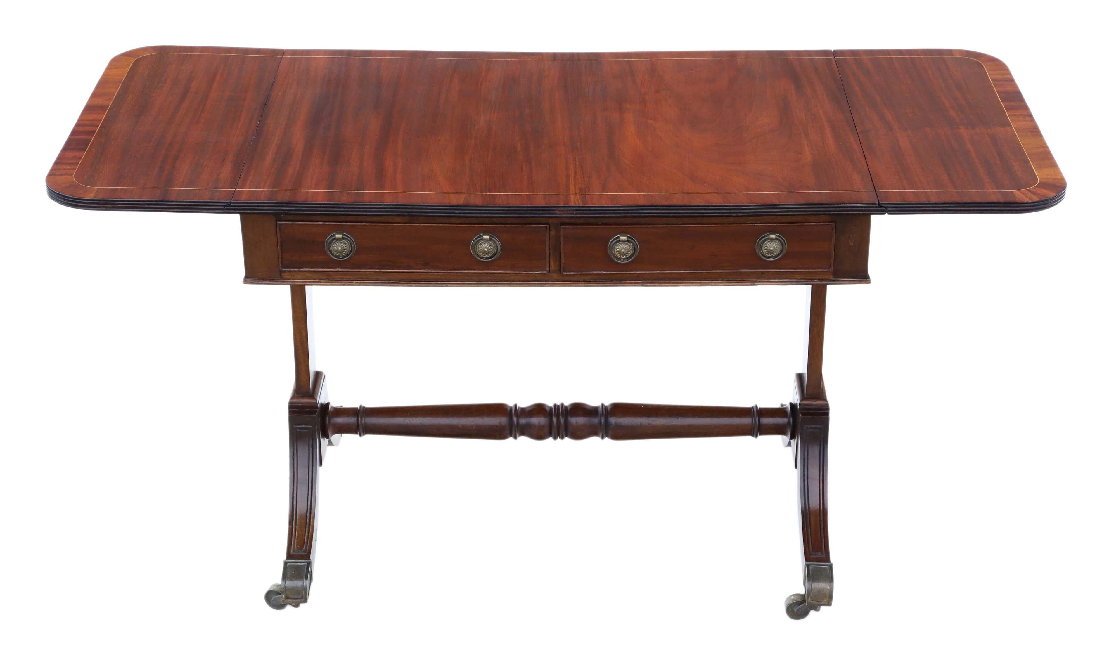 Georgian Antique Late 19th Century Inlaid Mahogany Folding Sofa Table