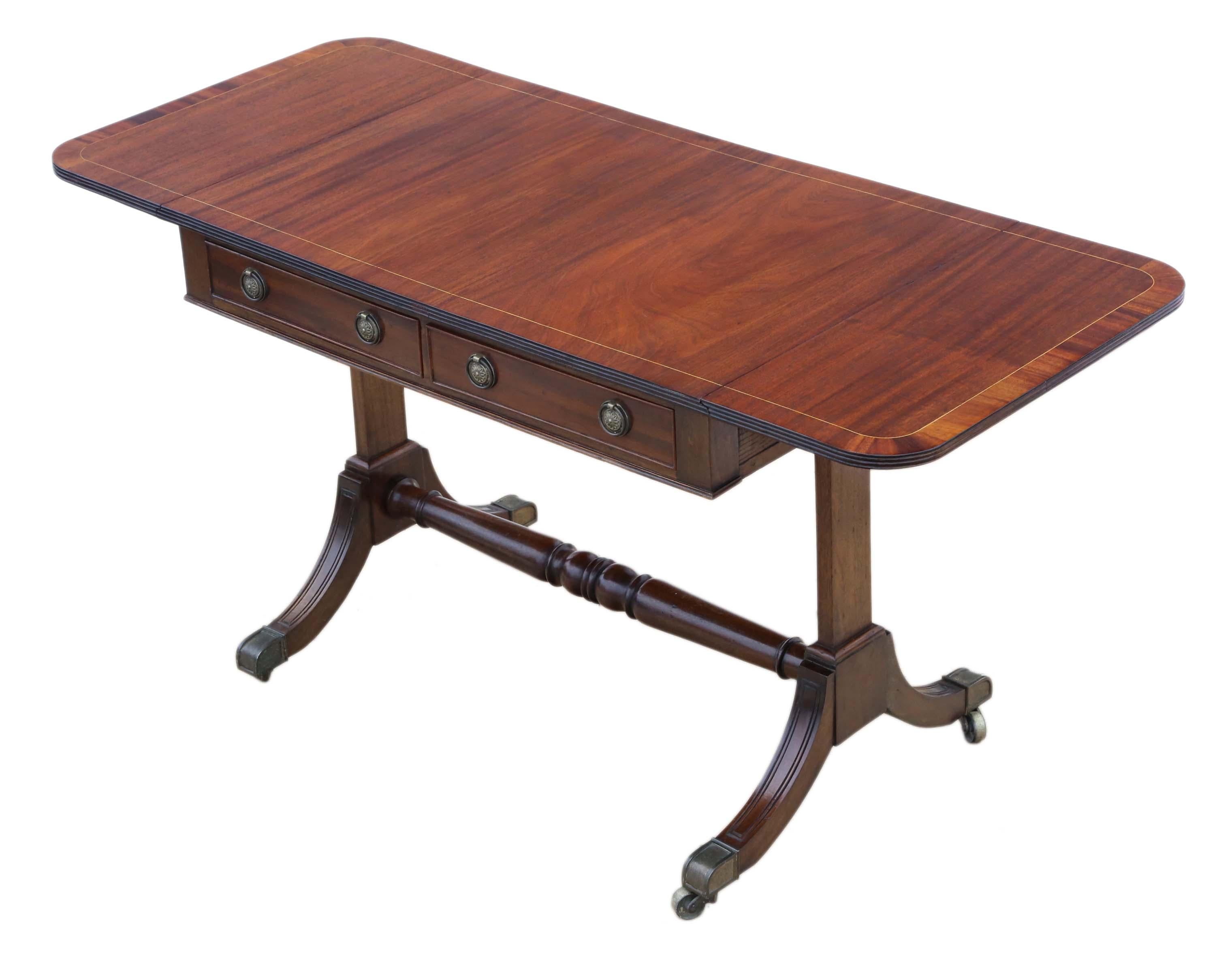 Antique Late 19th Century Inlaid Mahogany Folding Sofa Table 2