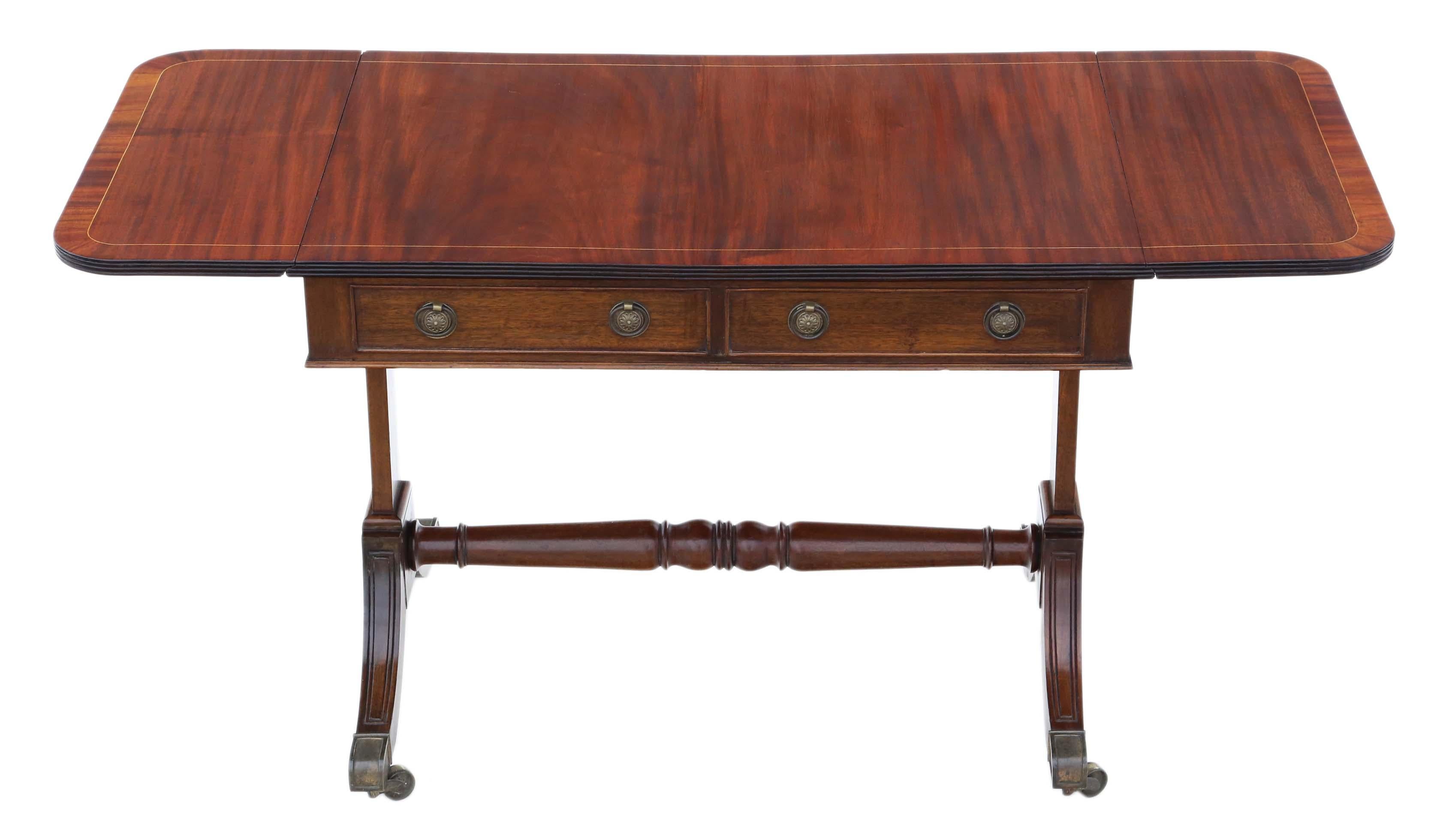 Antique Late 19th Century Inlaid Mahogany Folding Sofa Table 4