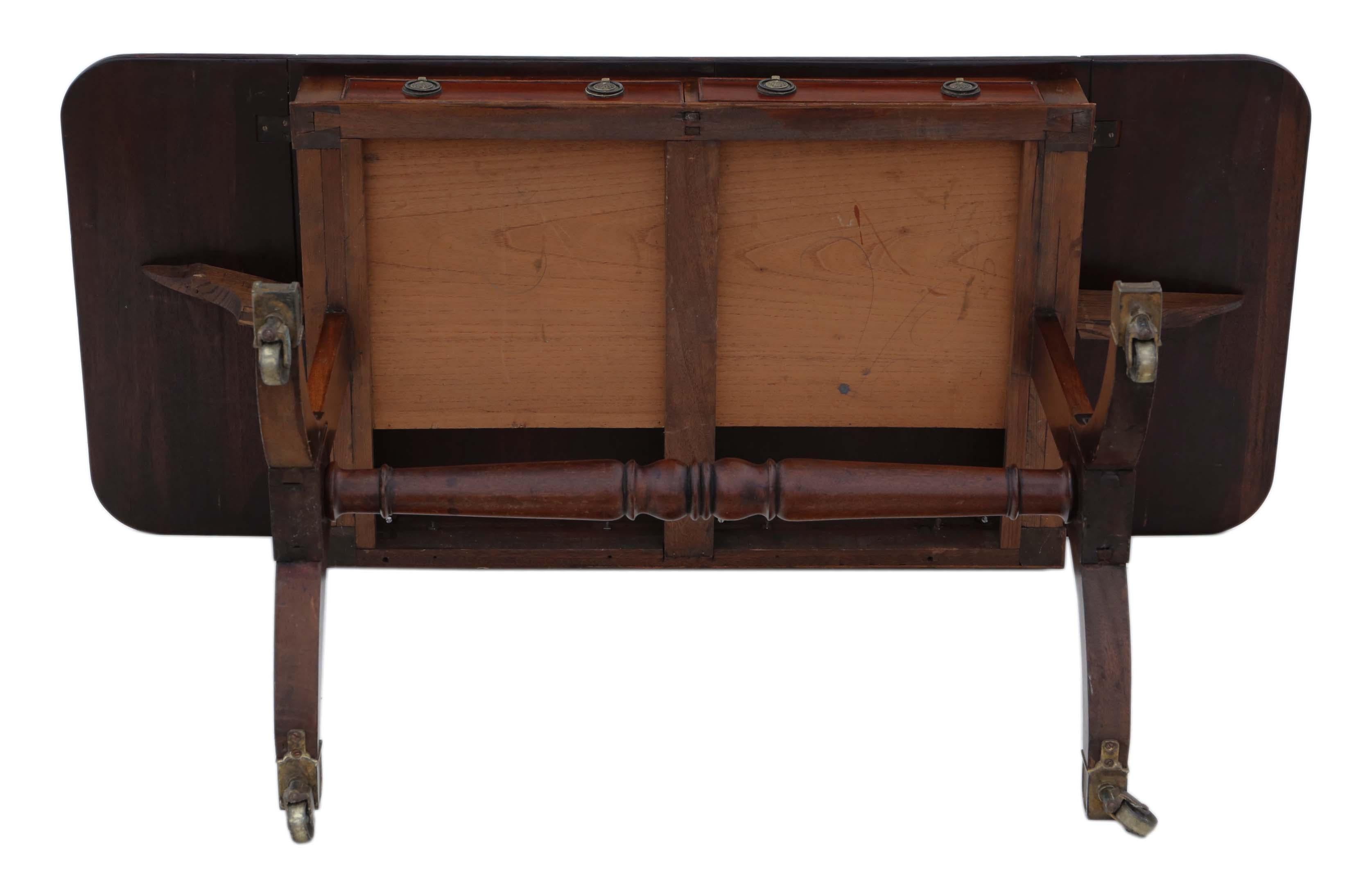 Antique Late 19th Century Inlaid Mahogany Folding Sofa Table 5