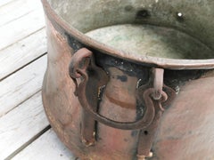 Antique Late 19th Century Large Decorated Brass Pot or Cauldron