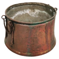 Antique Late 19th Century Large Decorated Brass Pot or Cauldron