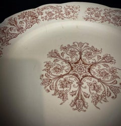 Ancien plat en pierre de fer "Bella" de Longchamp de la fin du 19ème siècle - 32 cm - 2Y372