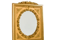 Antique Mirror francese della fine del XIX secolo Luigi XVI, dorato e con cimiero