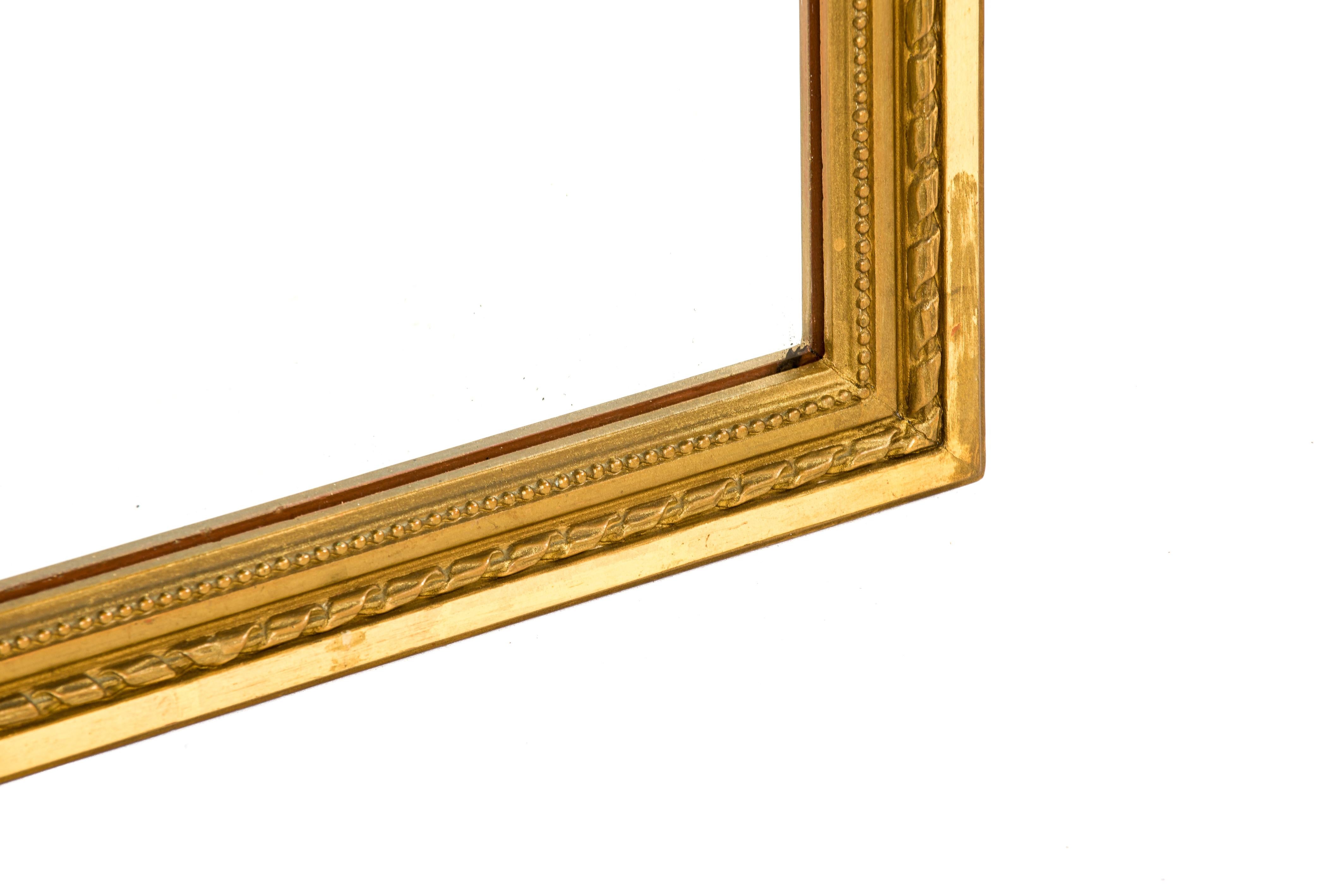 Antique Late 19th Century Louis XVI Gold Gilt French Pier Mirror with Crest For Sale 1