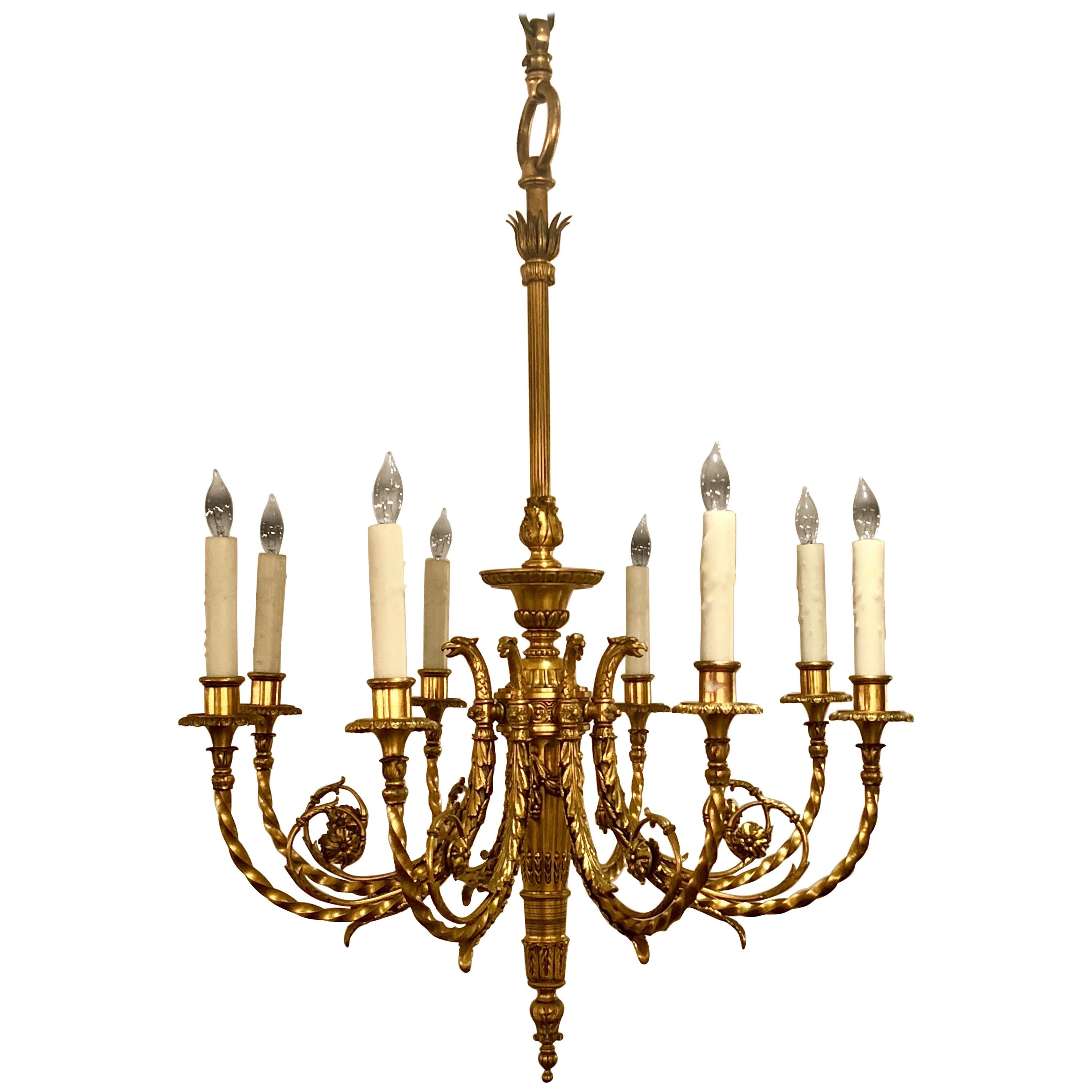 Leave for Alli Antique Late 19th Century Louis XVI Ormolu Chandelier For Sale