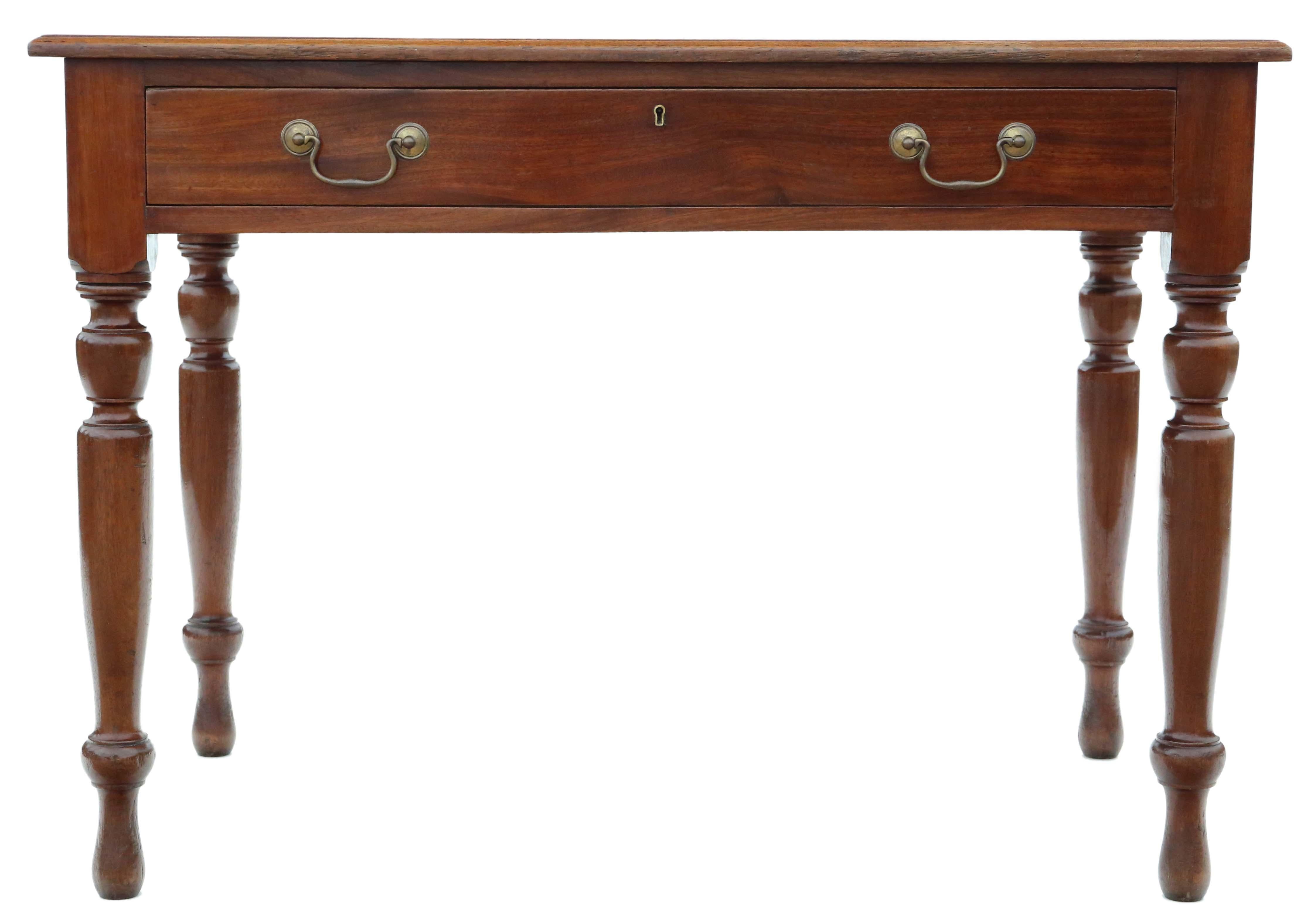 Antique late 19th Century mahogany writing side dressing table desk. Lovely age colour and patina.

No loose joints and no woodworm. Full of age, character and charm. The drawers slide freely.

Would look great in the right location! A charming,