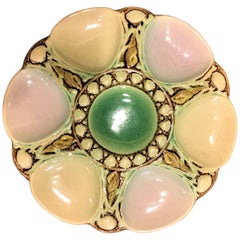 Antique Late 19th Century Majolica Oyster Plate