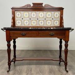 Antique Late 19th Century Marble Top Washstand In Walnut ( REF AF-3466 )