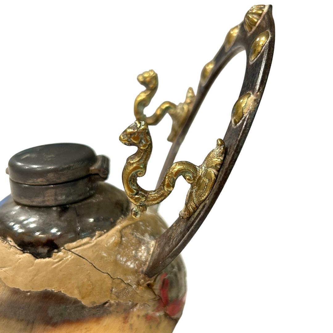 Antique Late 19th Century Mounted Horse Hoof Inkwell with Pen Holder For Sale 3