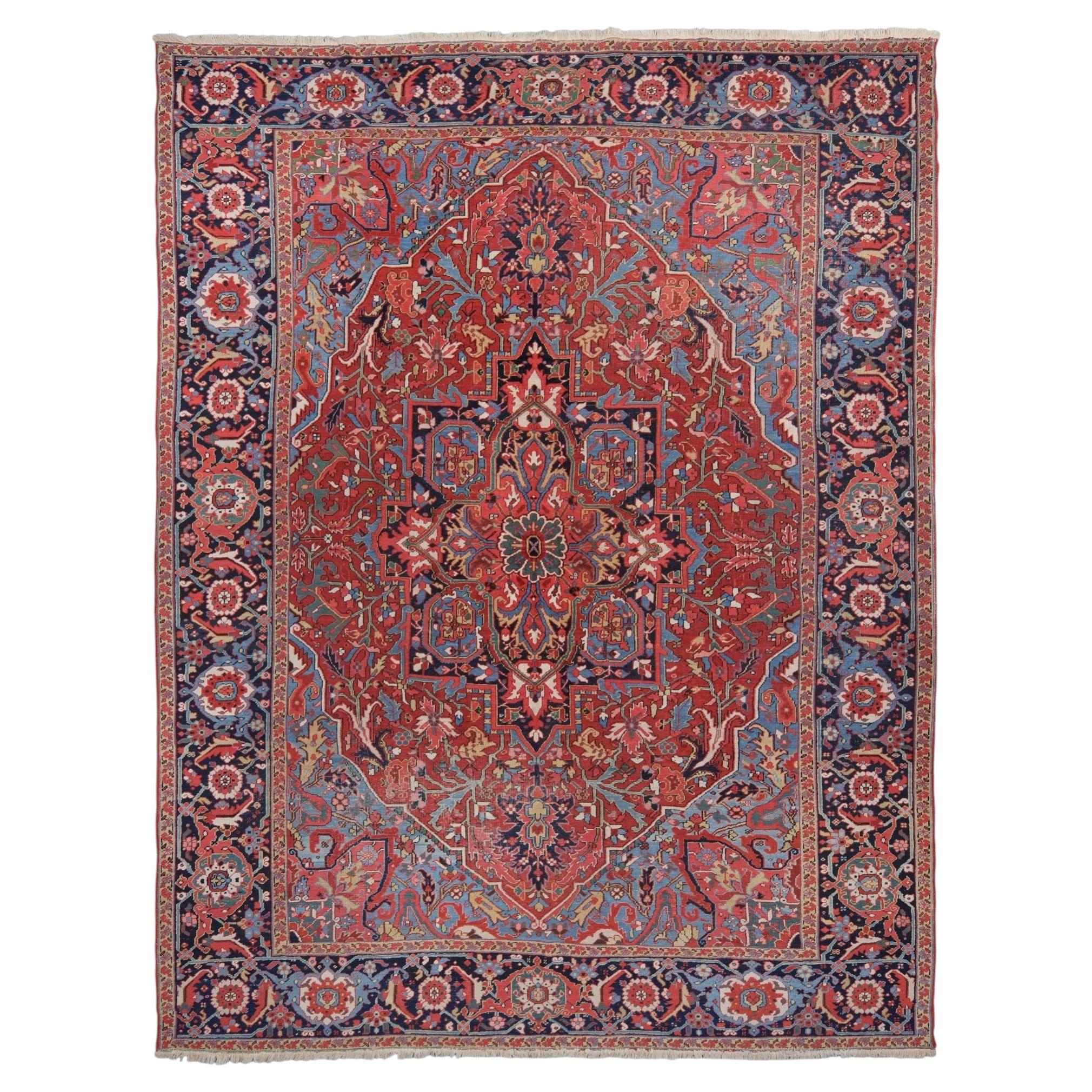 Antique Late 19th Century Multi-Color Floral Design Wool Carpet For Sale