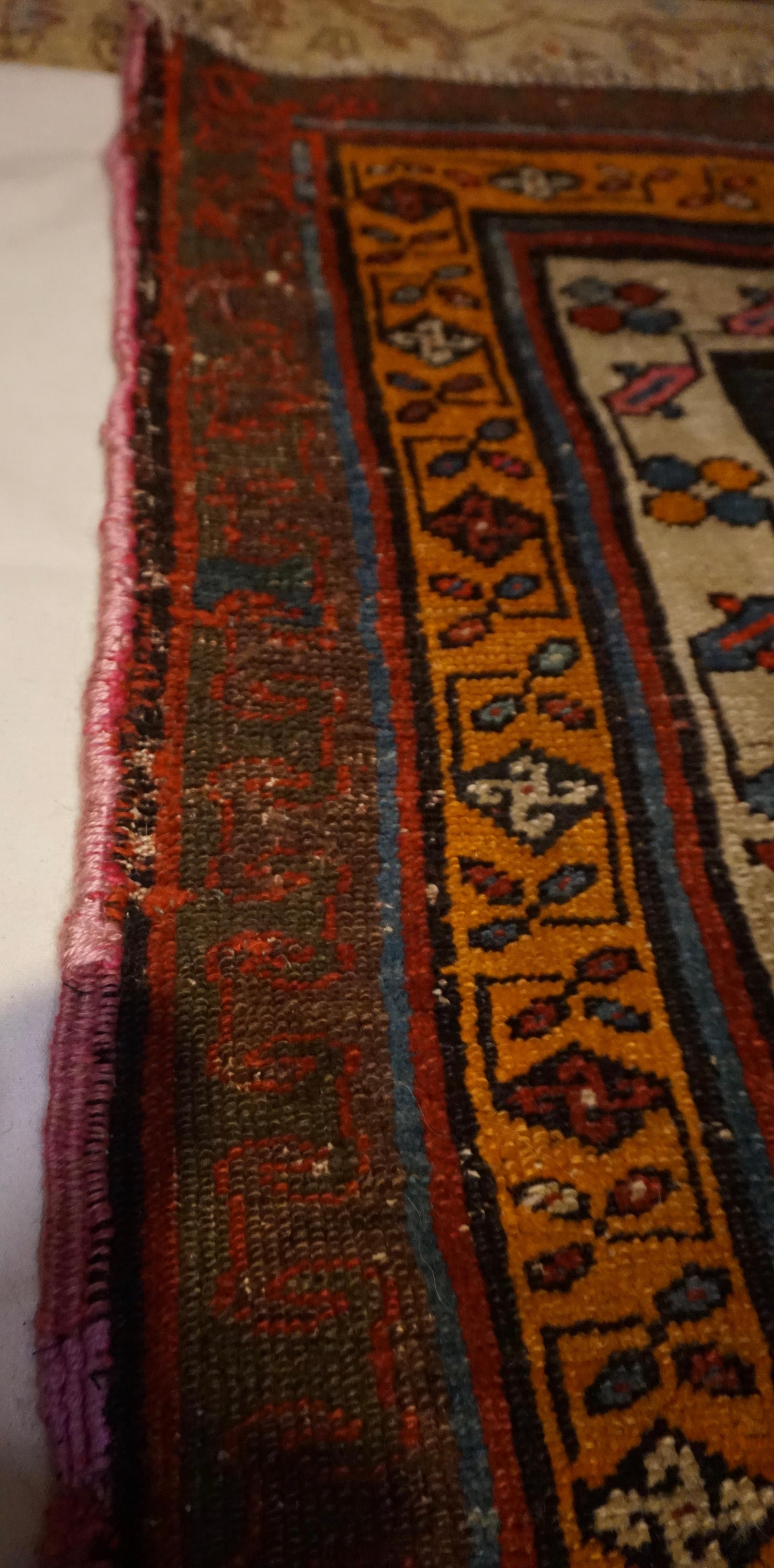 Antique Late 19th Century Natural Dyes Hand-knotted Caucasus Tribal Runner For Sale 4