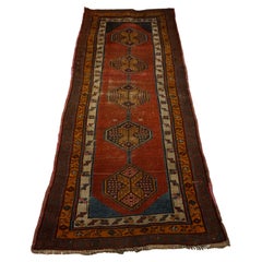 Used Late 19th Century Natural Dyes Hand-knotted Caucasus Tribal Runner
