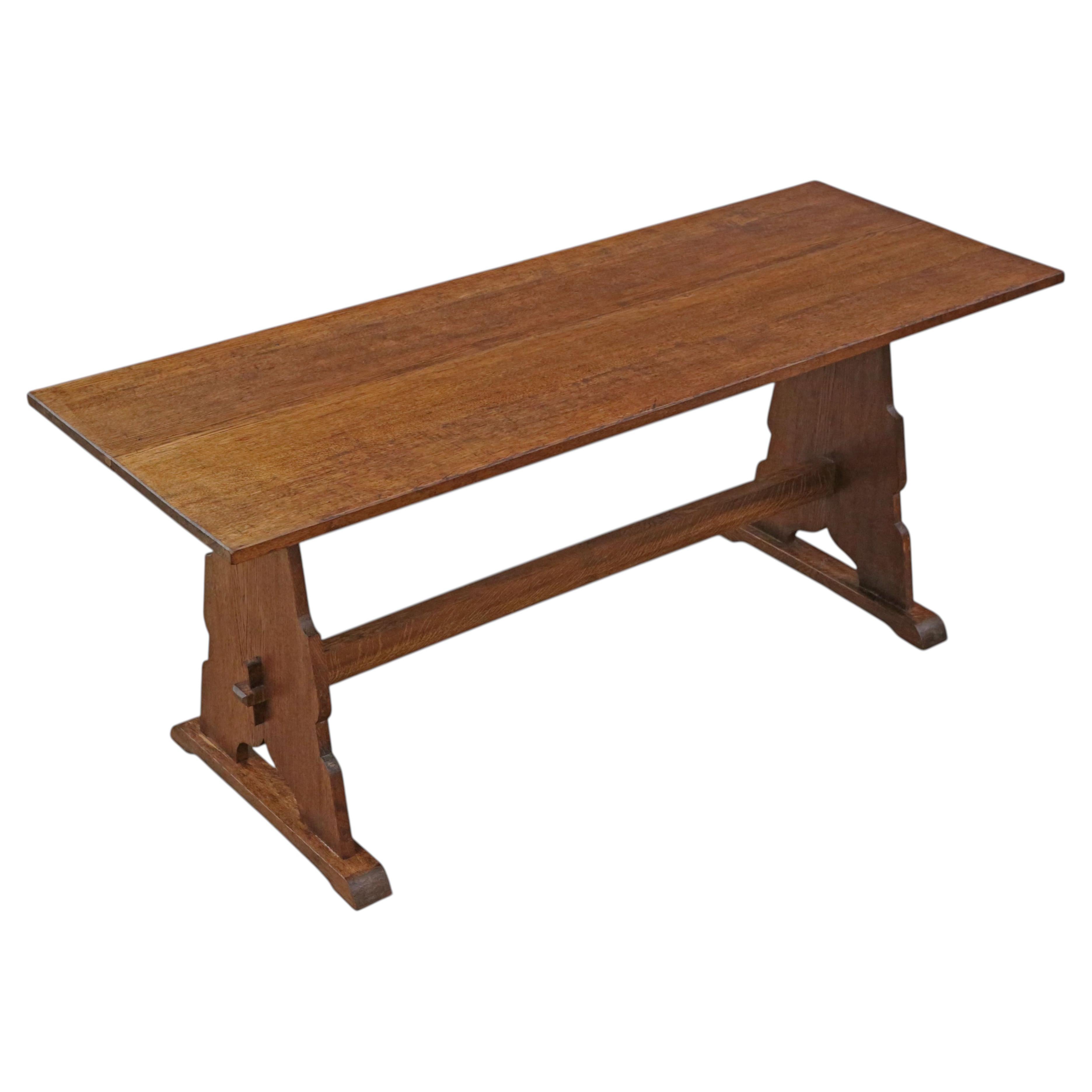 Antique Late 19th Century Oak Arts & Crafts Refectory kitchen Dining Table