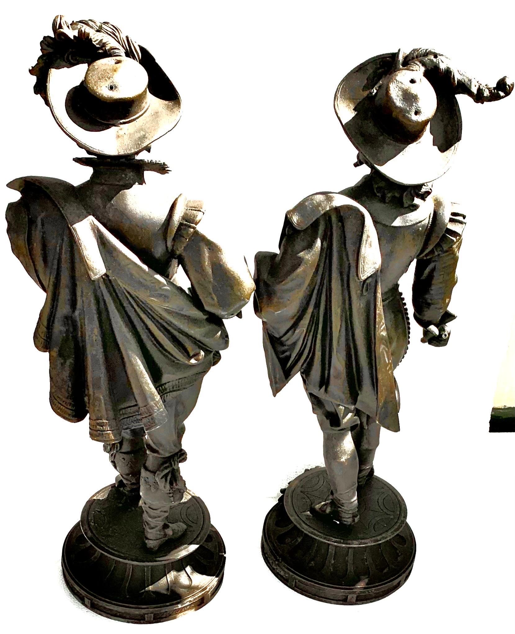 Antique Late 19th Century Pair of Historical Figures, Conde' and Vendome 3