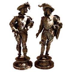 Antique Late 19th Century Pair of Historical Figures, Conde' and Vendome