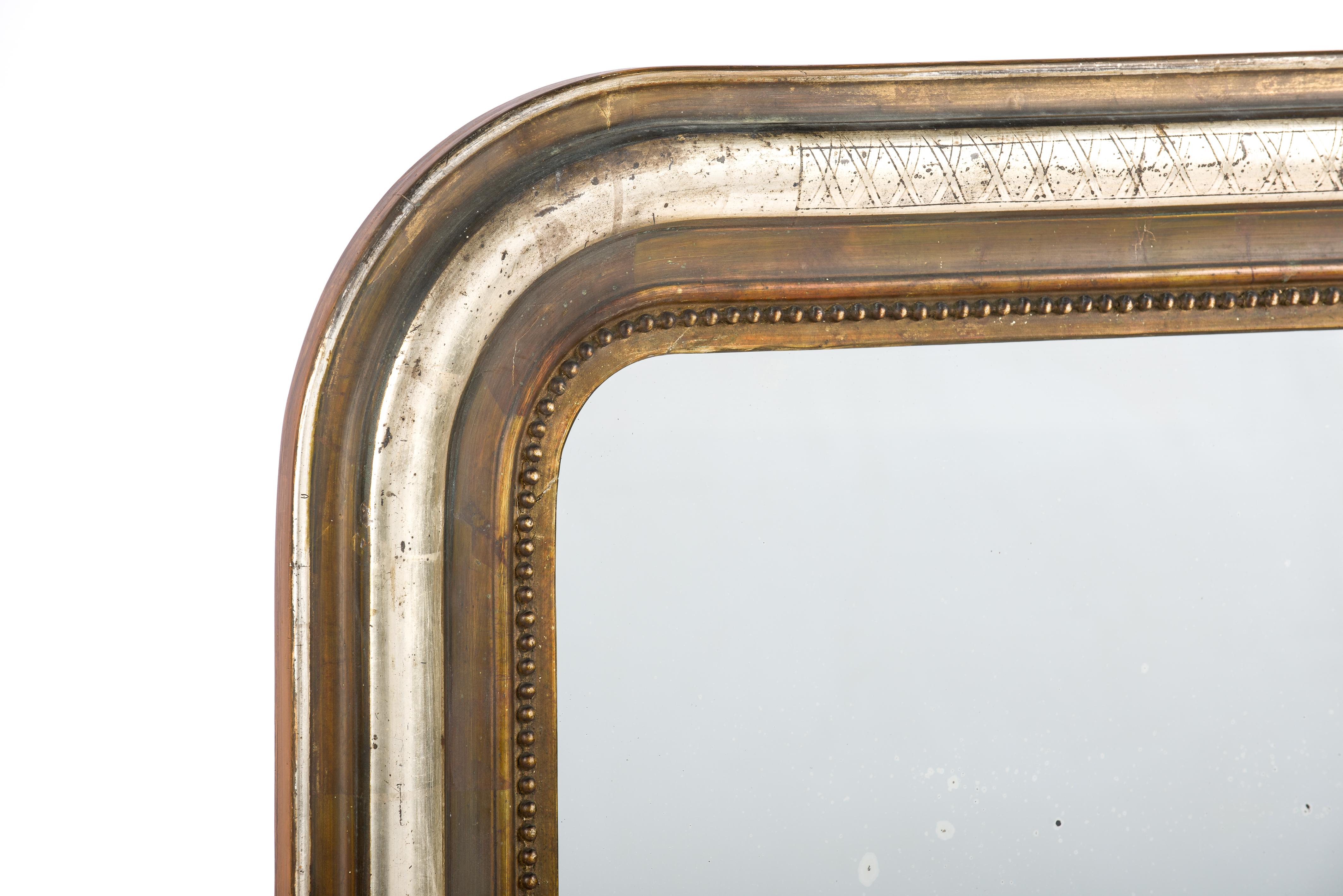 Polished Antique Late 19th Century Pale Gold Northern French Louis Philippe Mirror For Sale