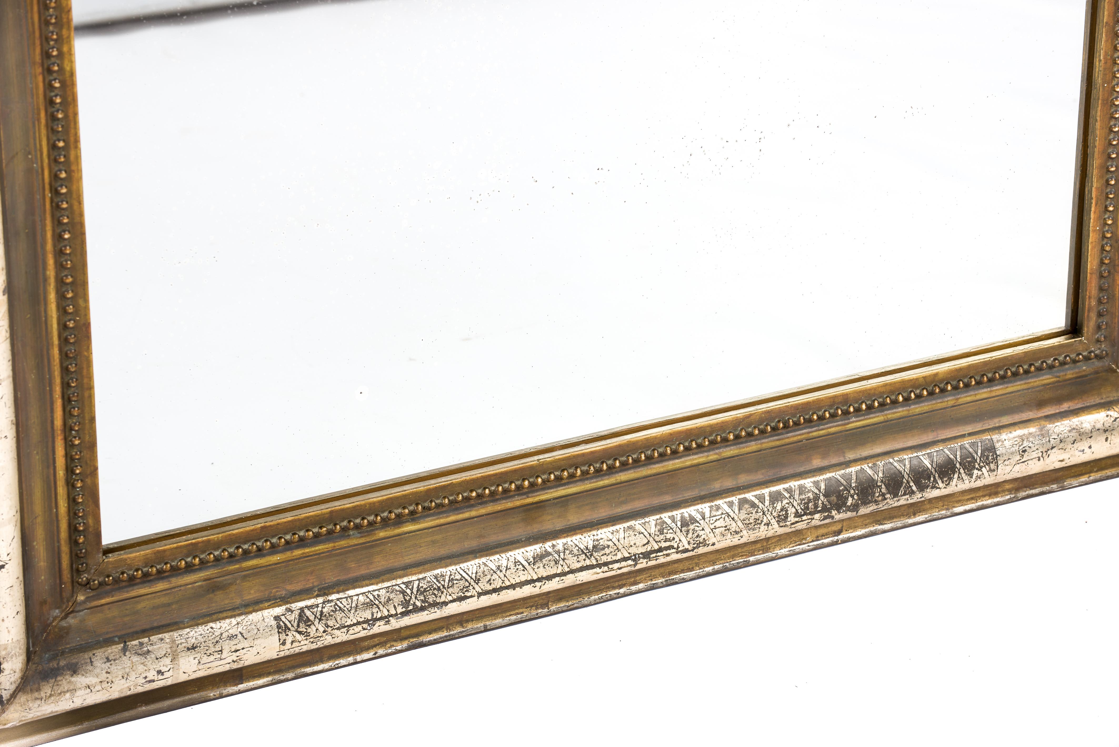 Gesso Antique Late 19th Century Pale Gold Northern French Louis Philippe Mirror For Sale