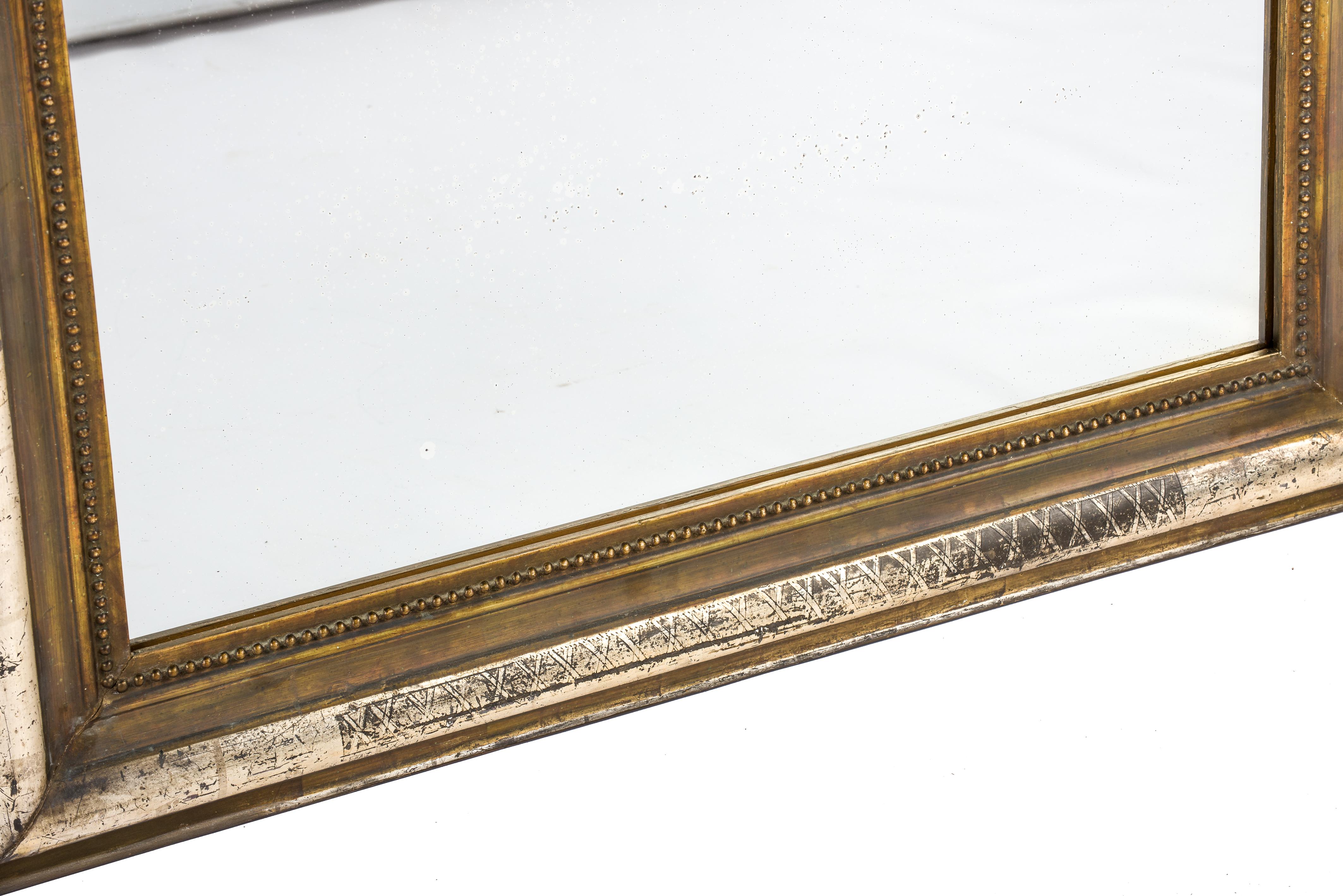 Antique Late 19th Century Pale Gold Northern French Louis Philippe Mirror For Sale 1