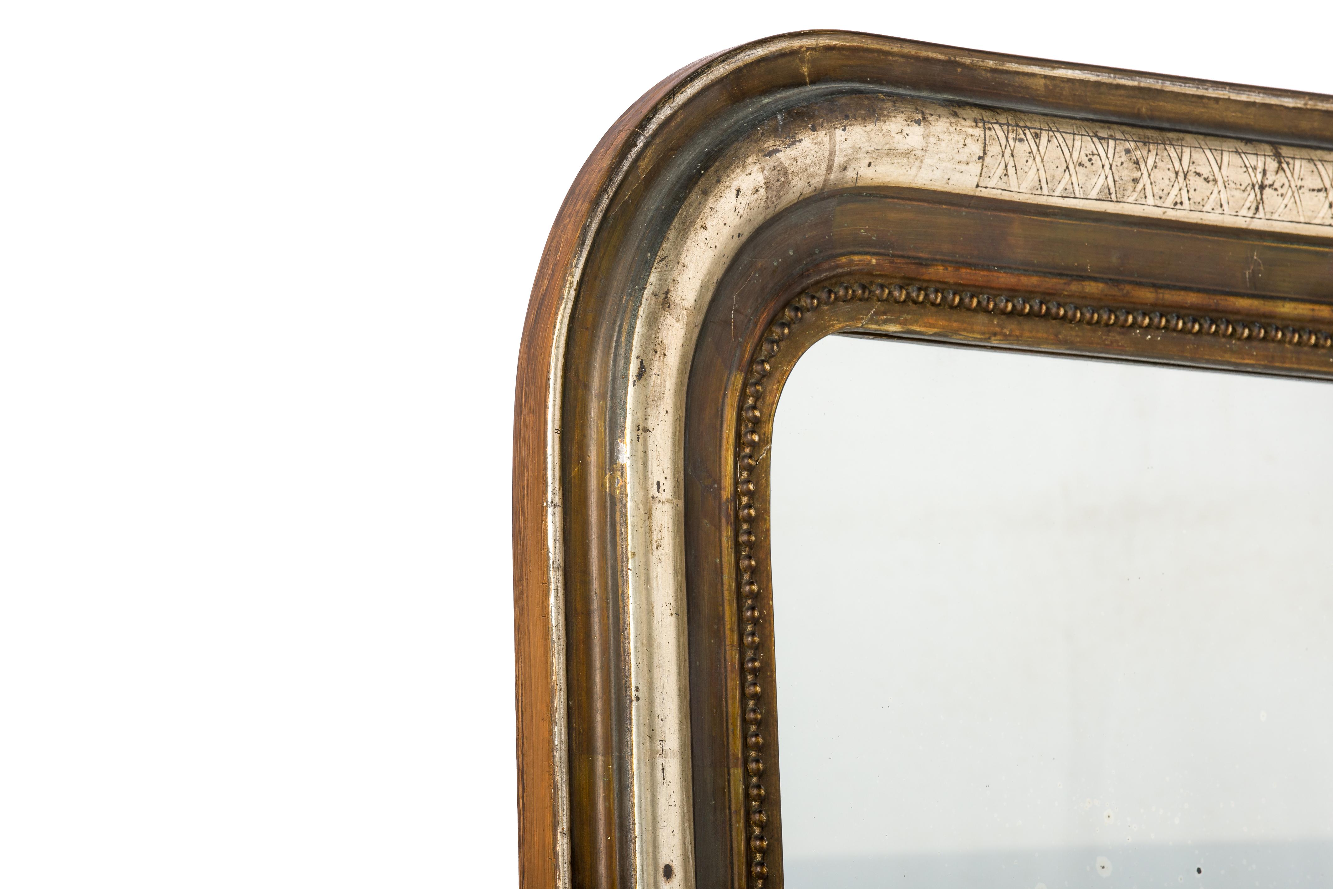 Antique Late 19th Century Pale Gold Northern French Louis Philippe Mirror For Sale 2