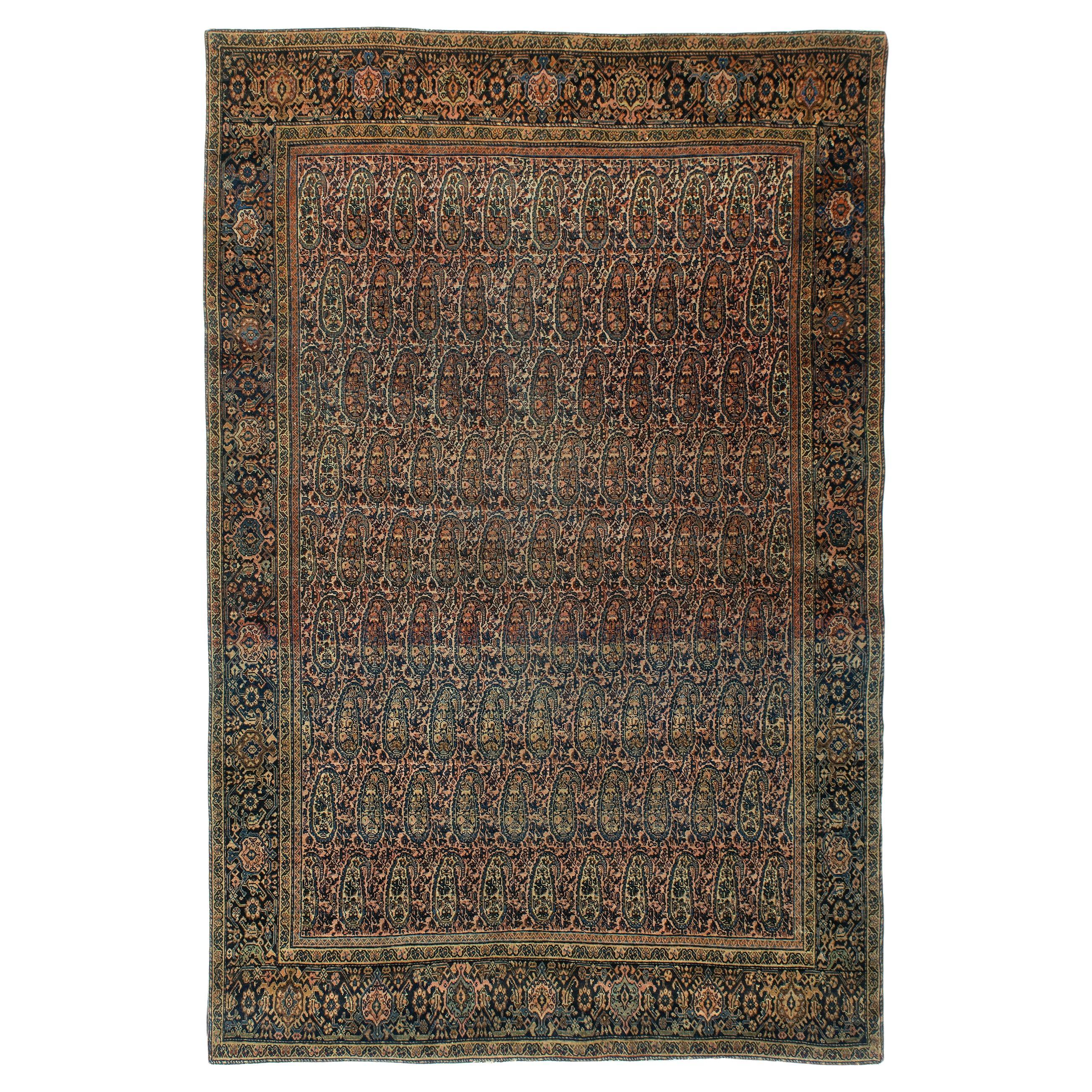 Antiker persischer Fereghan Sarouk-Teppich aus dem späten 19.