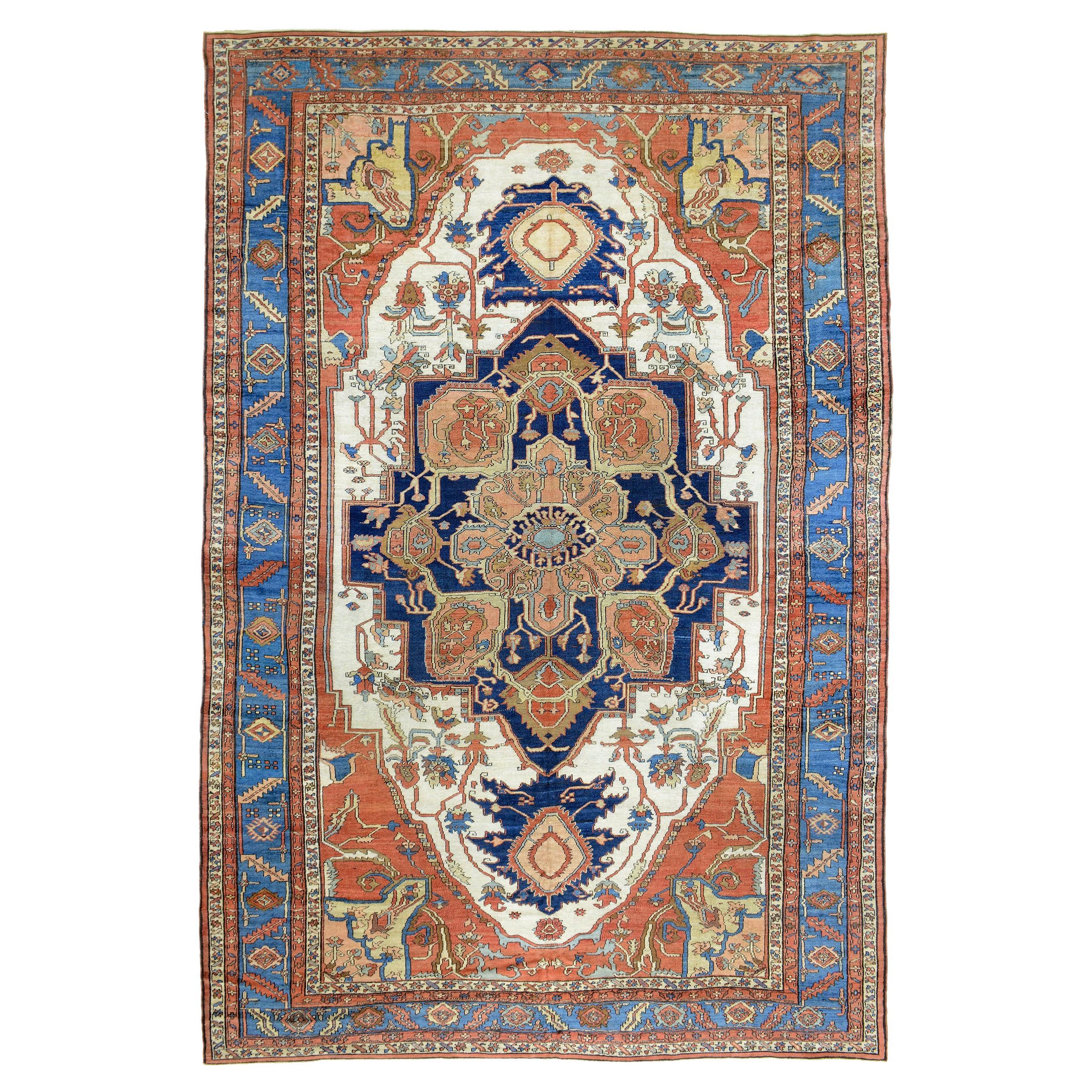 Antique Late 19th Century Persian Heriz Carpet