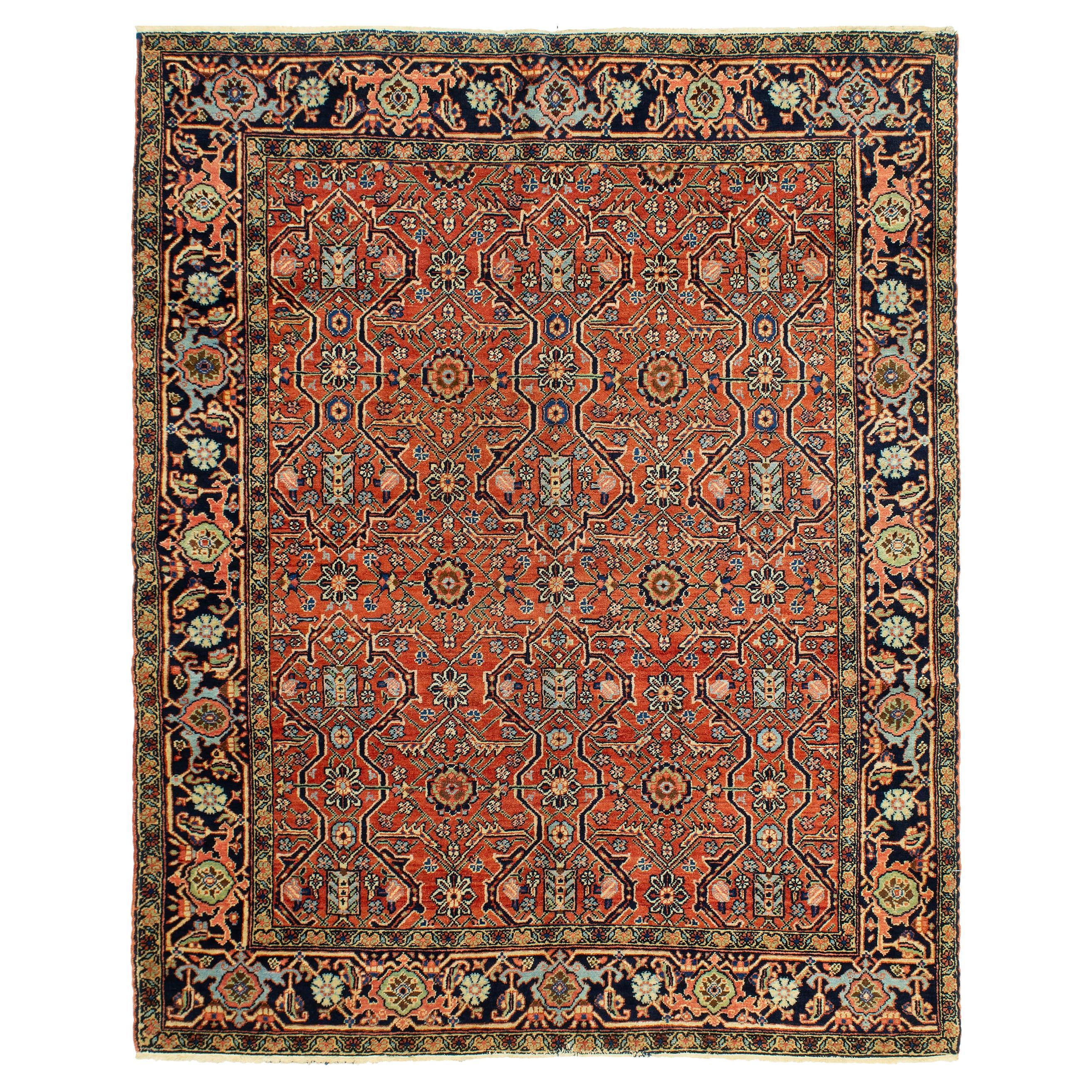 Antiker persischer Heriz-Teppich aus dem späten 19.