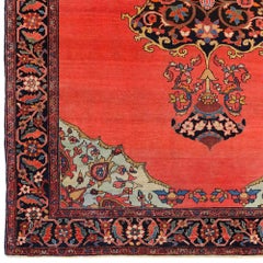Antique Late 19th Century Sarouk Rug - Natural Dyed Floral Design Rug