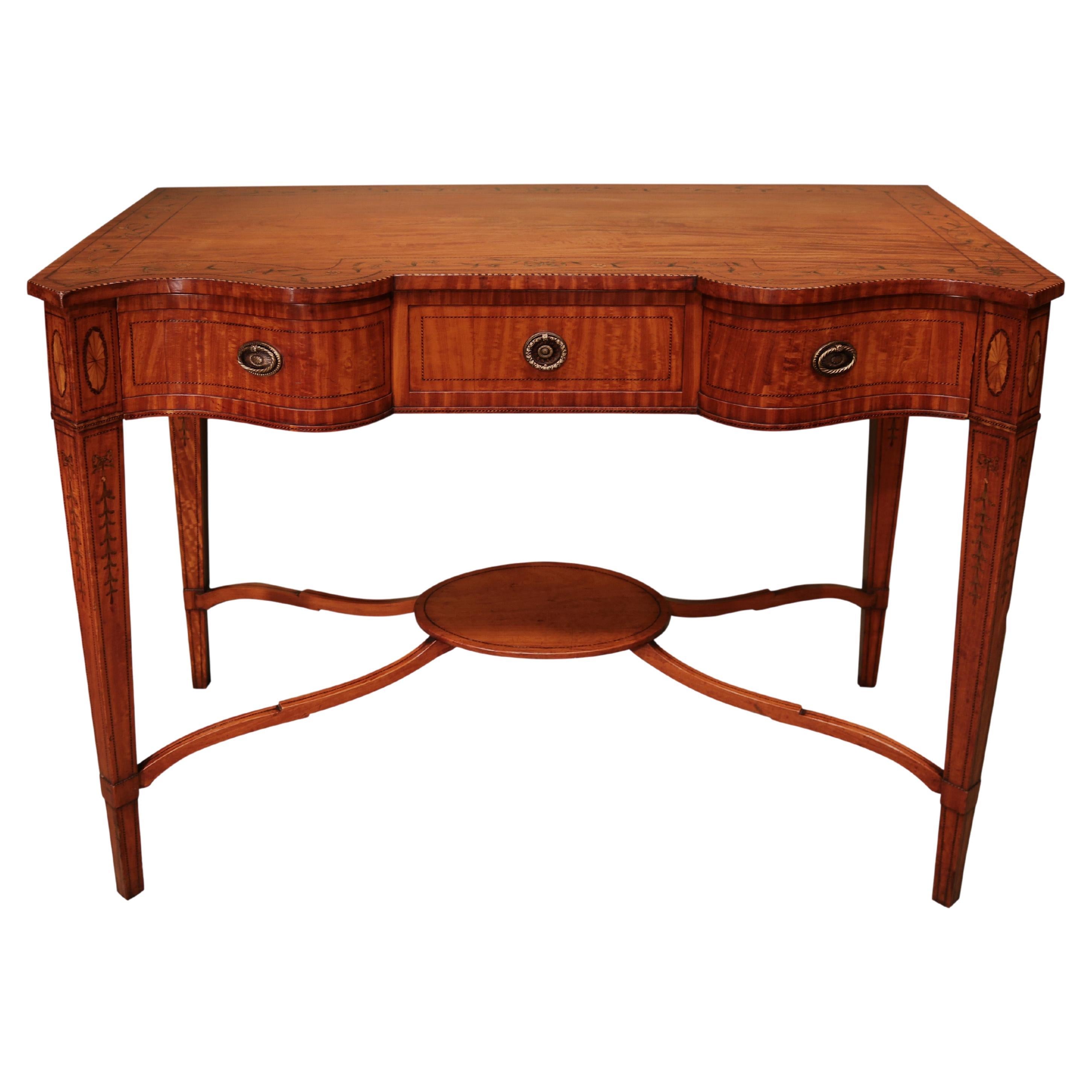 Antique late 19th century satinwood serpentine hall table For Sale