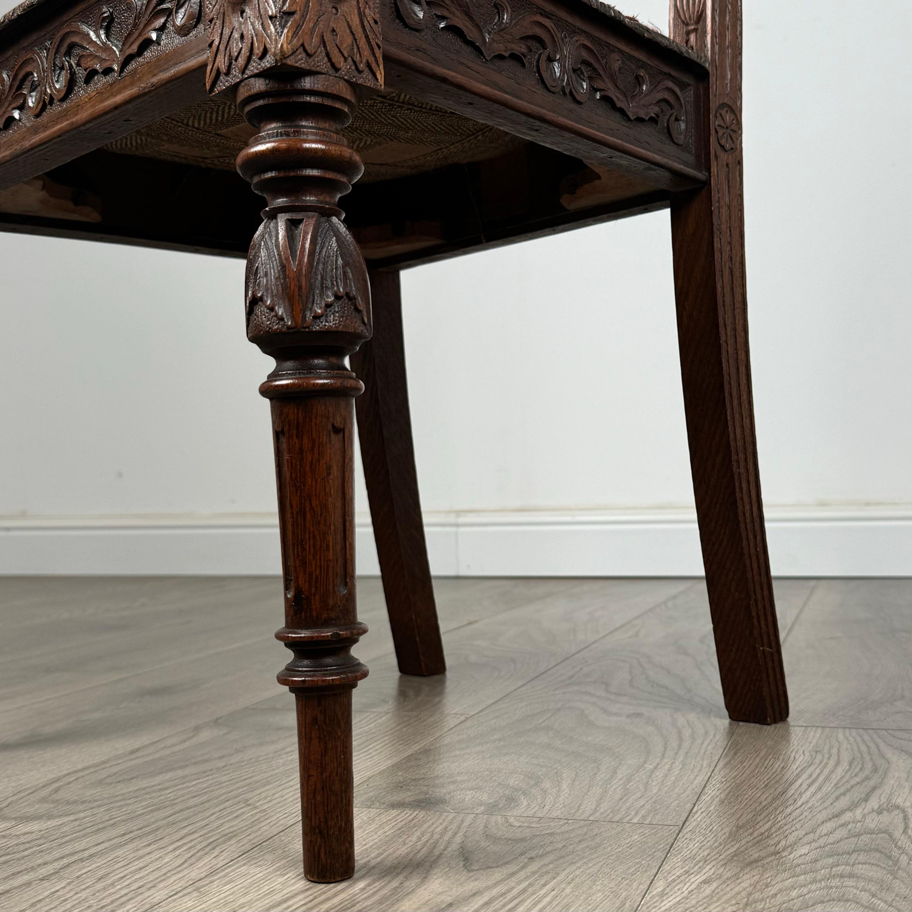 Antico set di 6 sedie da pranzo in Oak intagliate della fine del XIX secolo ( REF AFS-3424 ) in vendita 1