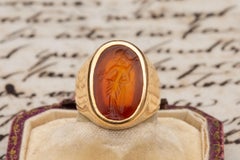Antique Late 19th Century Signet Ring Set with Ancient Roman 1st-3rd Century AD