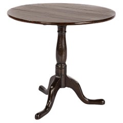 Antiquité fin 19ème siècle Chêne massif Dark Warm Brown English Tilt Top Table