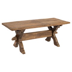 Antique Late 19th century Solid Weathered Oak Dutch Cross-Legged Coffee Table