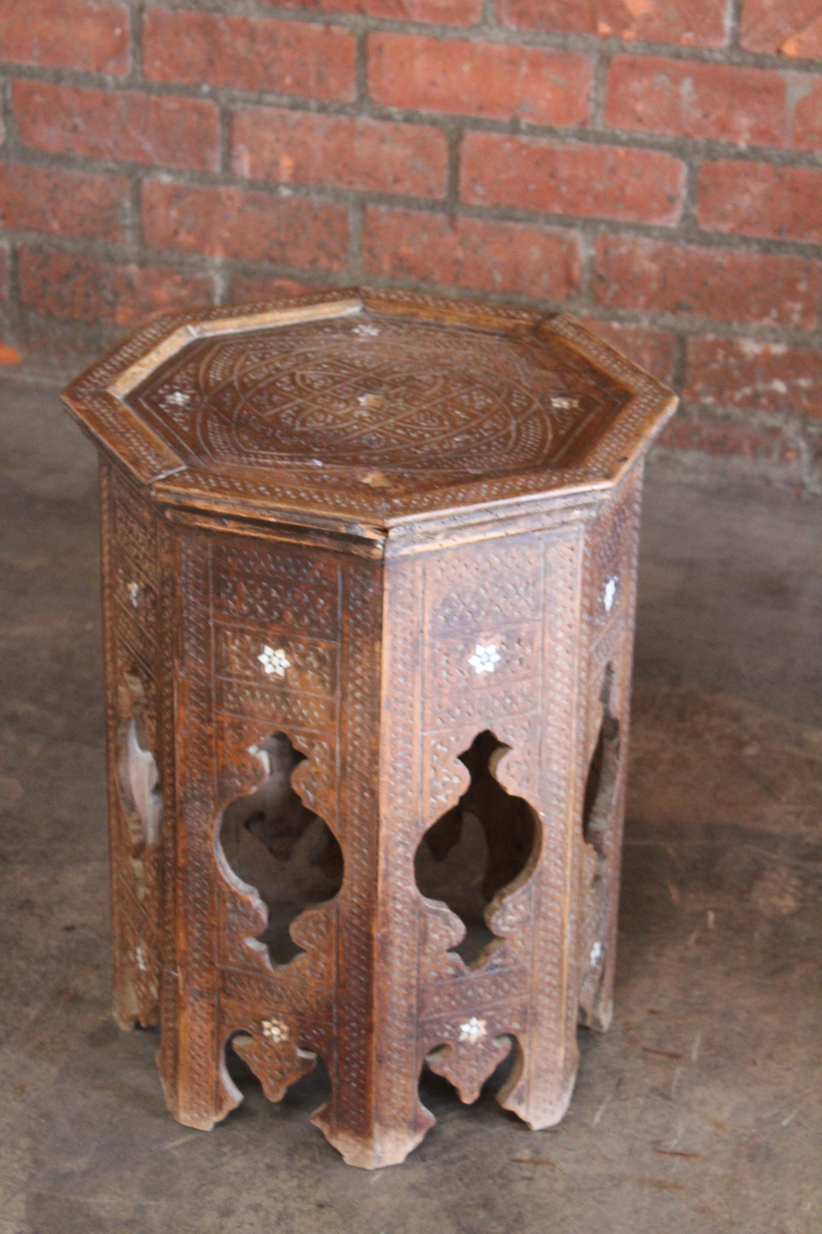 Antique Late 19th Century Syrian Side Table 1